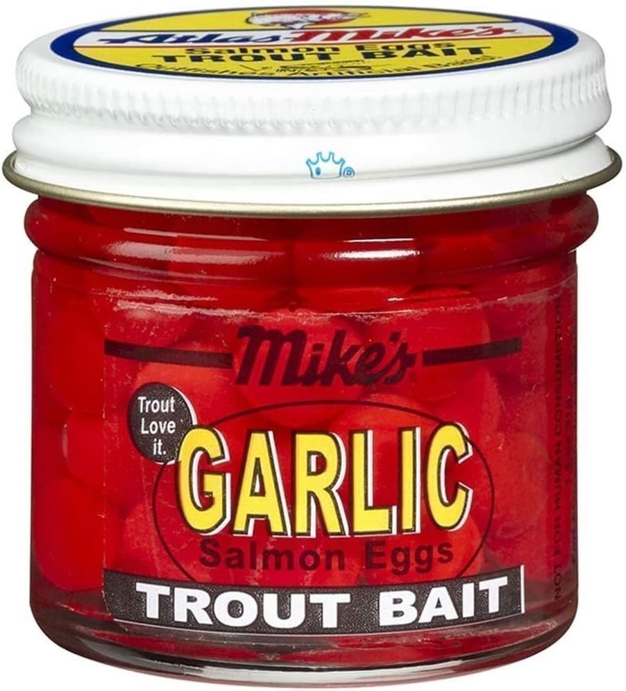 Atlas Mike's Garlic Salmon Eggs Red 1.1oz Jar Trout Fishing Bait Lure