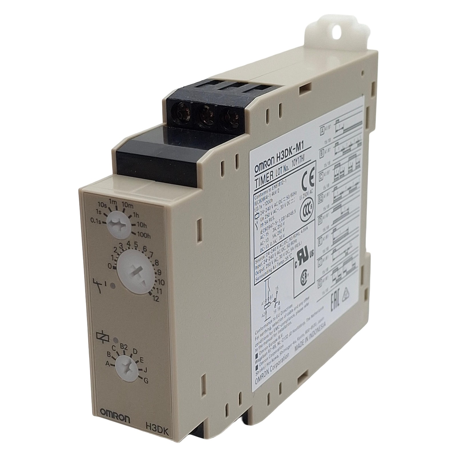 Omron H3DK-M1 AC/DC24-240 Solid-State Timer, SPDT, 0.1s-100h Range, 24-240VAC/DC