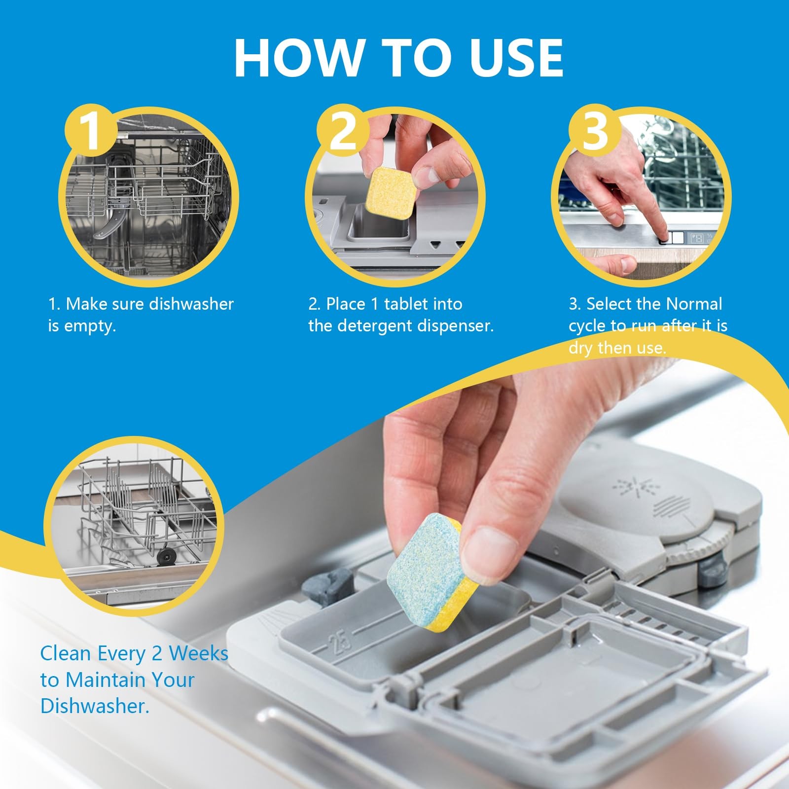 24pk Dishwasher Cleaner Tablets Deep Clean Descale Remove Odors Hard Water Resid