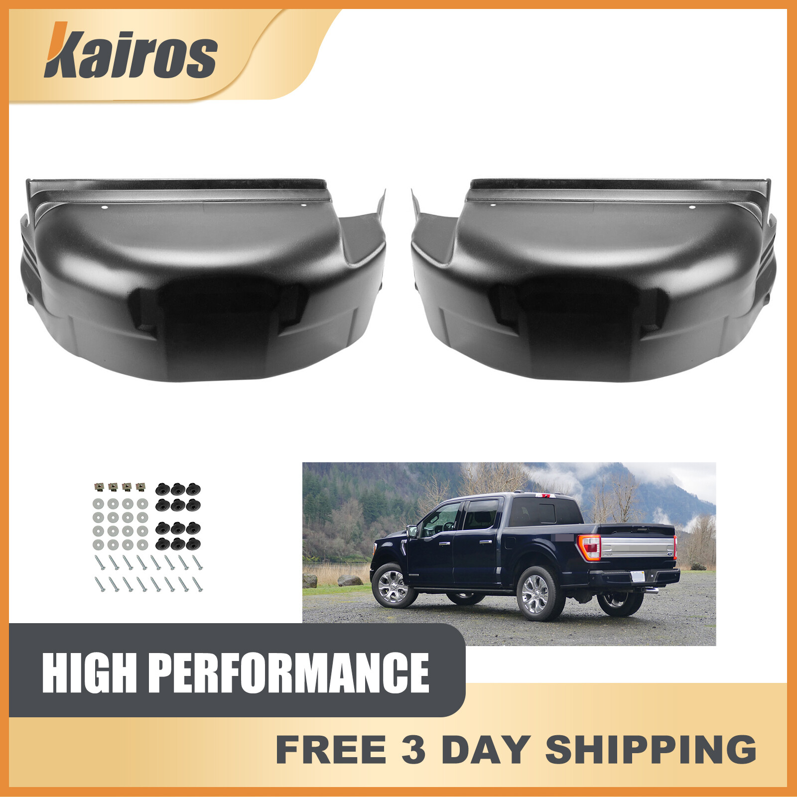 Fits 21-24 Ford F-150 Except Raptor Pair Rear Heavy Duty Wheel Well House Liner