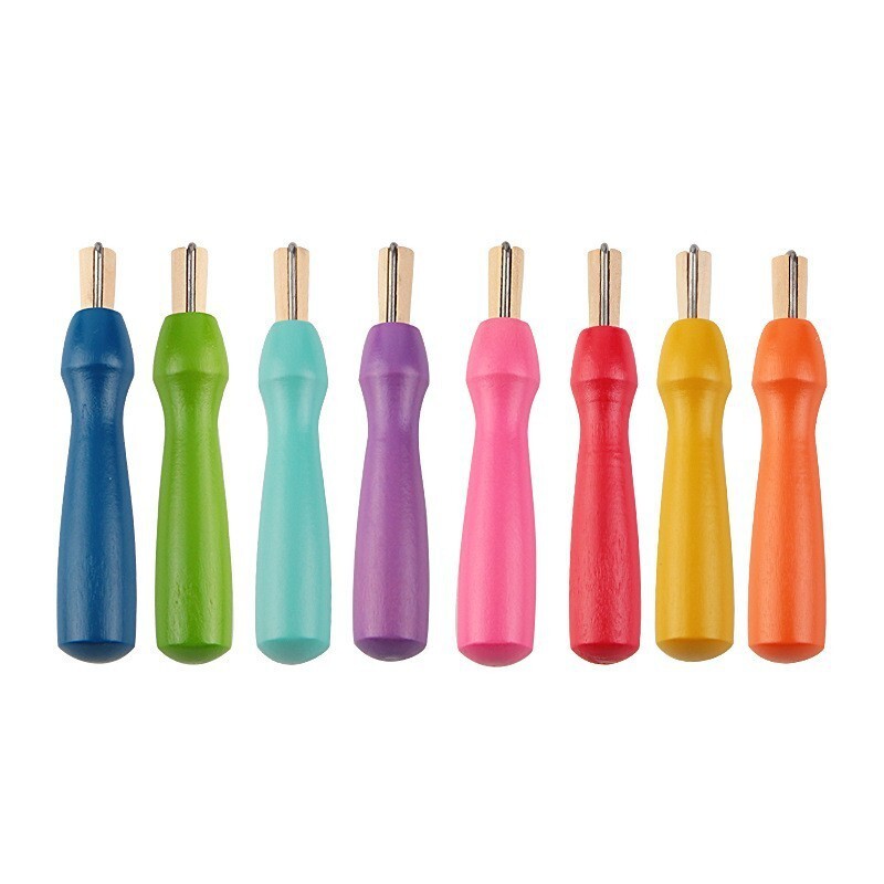 Needle Felting Tool 8 Pieces of Color Coded Wood Holder DIY Felt Needles Tools