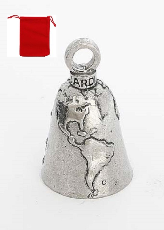 World Map Guardian Bell W/ RED BAG fits harley motorcycle ride bell gift