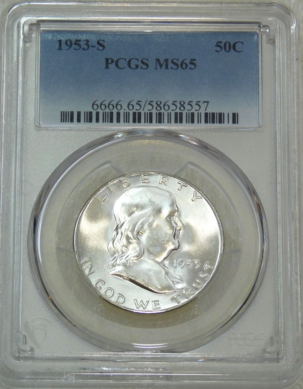 1953 S Franklin Half Dollar PCGS MS65 Frosty White Just Graded New Holder #W276B