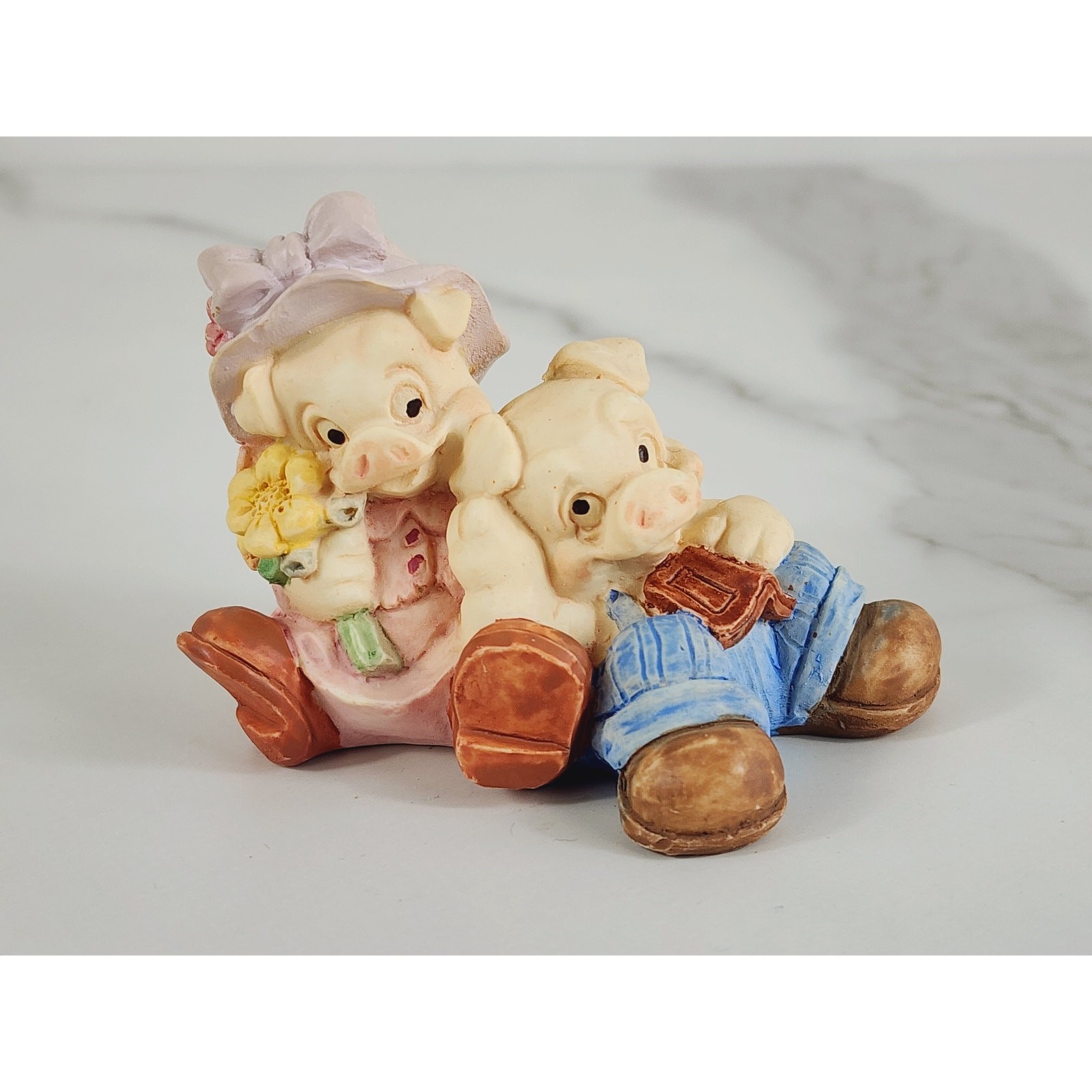 Mini Piglet Pig Piggy Cute Couple Resin Figurine 3" J.C. 1994 Home Decor Vintage