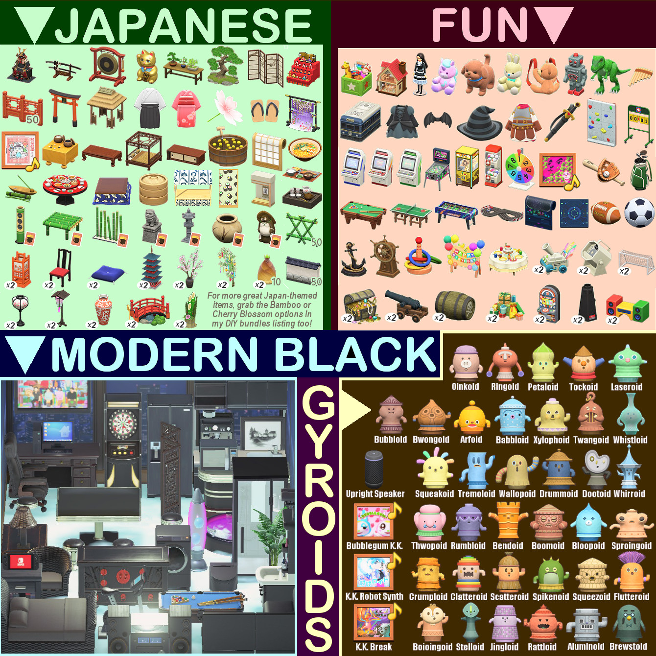 Pick any of four THEMED Furniture Packs! Animal Crossing:New Horizons