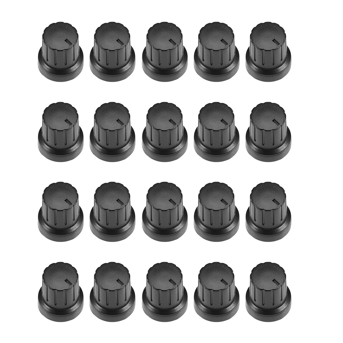 20Pcs 6mm Insert Shaft 15.3x15.5mm Plastic Potentiometer Rotary Knob Pots Black
