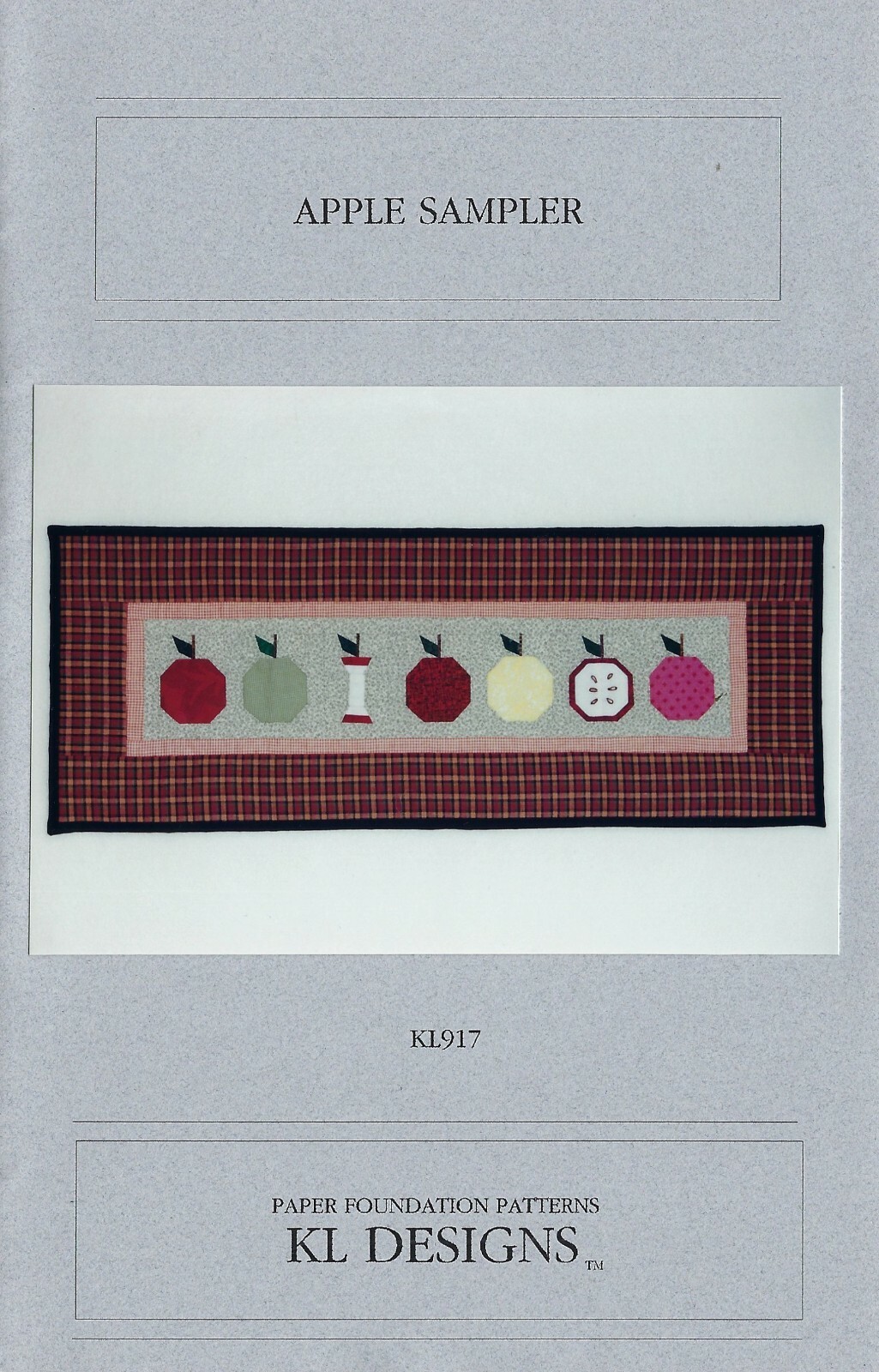 APPLE SAMPLER 9.5" x 24" Wall Hanging Quilt Pattern UNCUT KL Designs