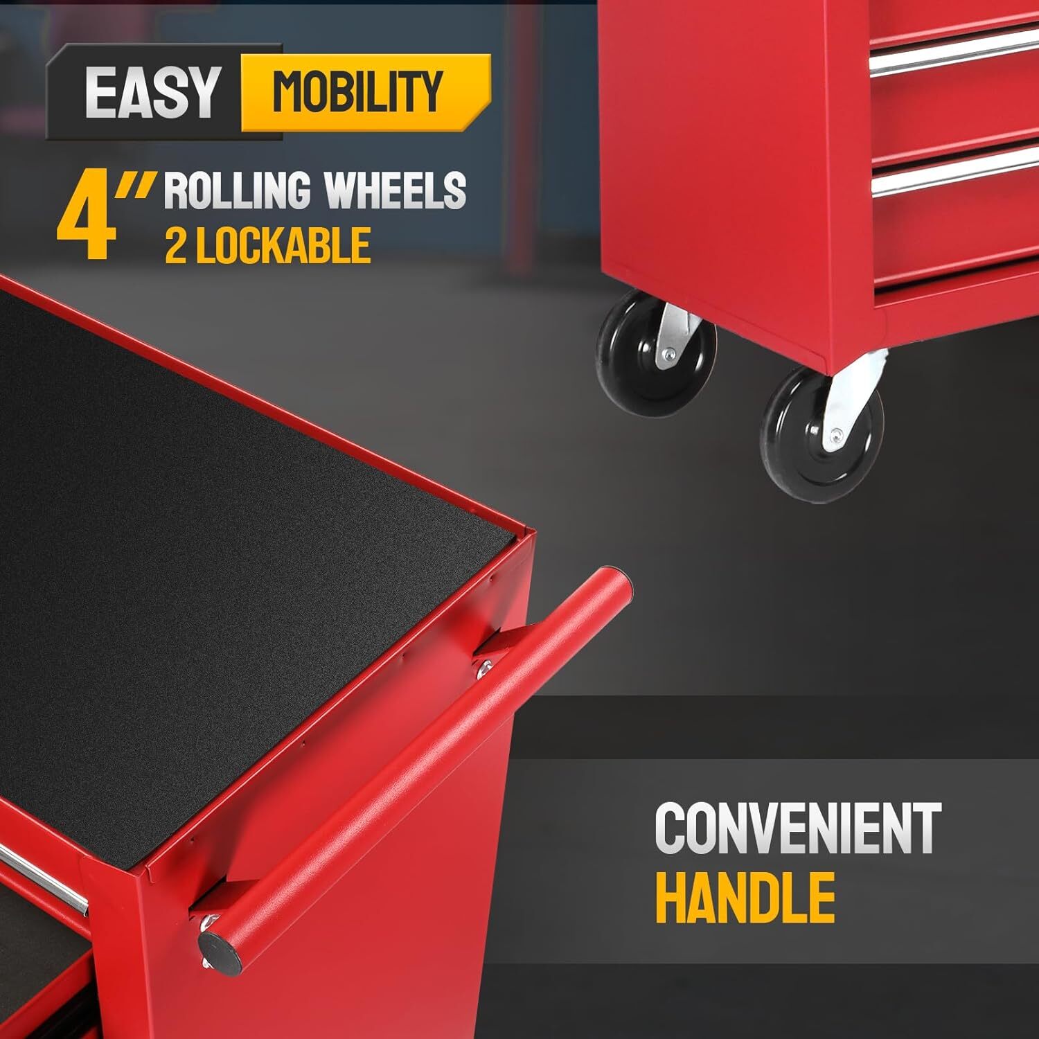 7-Drawer Rolling Tool Chest Tool Box Tool Cabinet with Lock & Key & Side Shelves