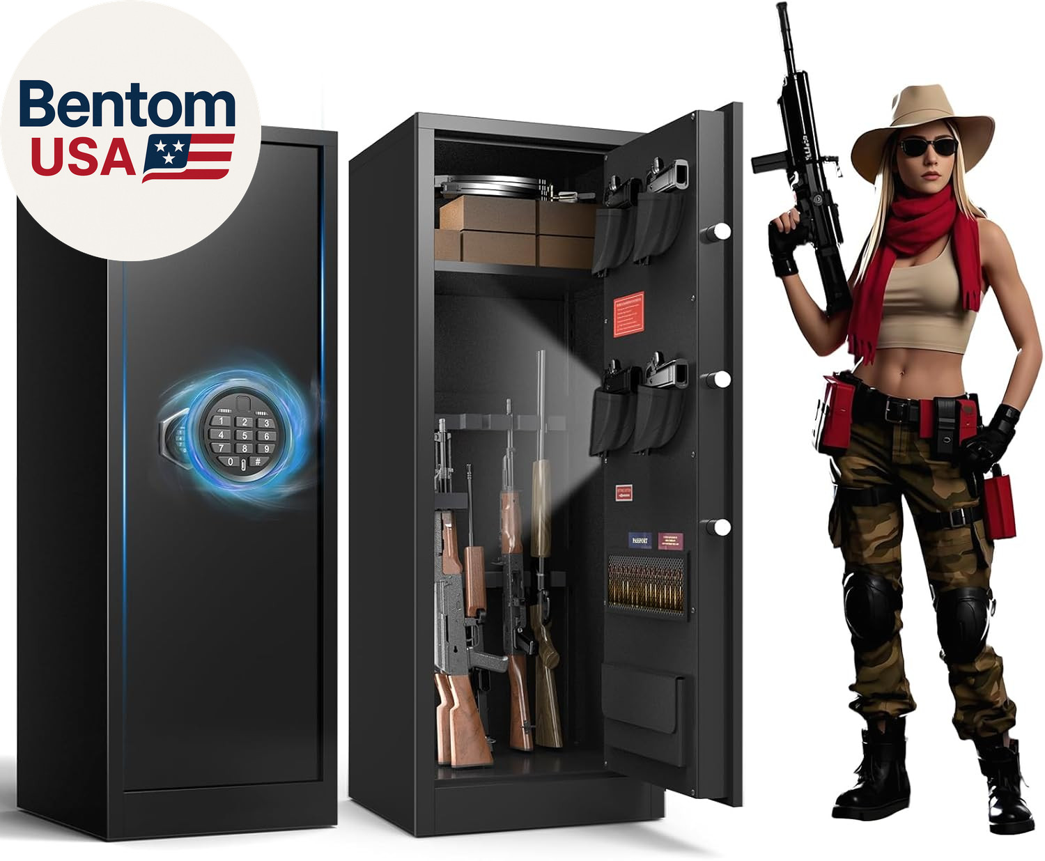 10-14 Gun Safe for Rifles and Pistols, Rifle Safes for Home, Long Gun Cabinet fo