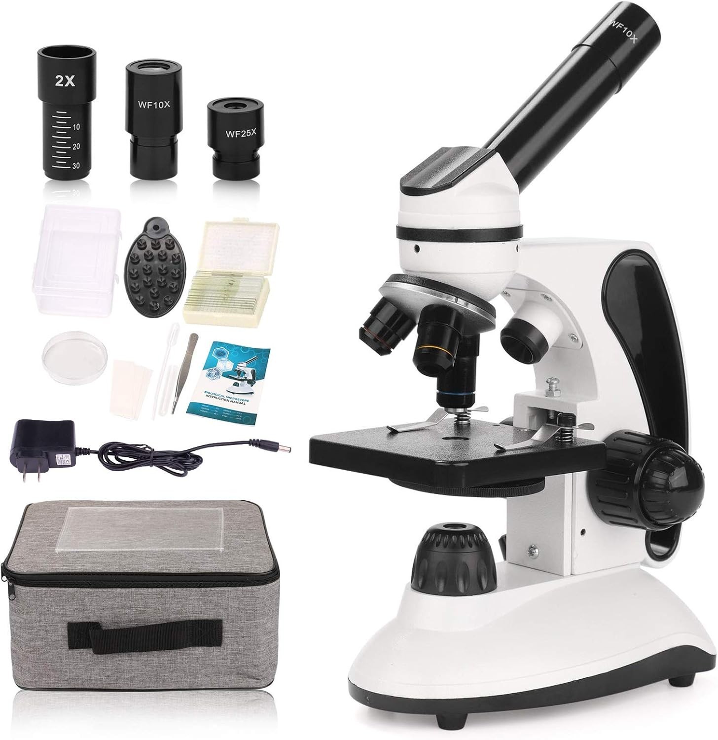 BNISE Microscope kit for Kids Adults Students, 40X-2000X Magnification, Prepared