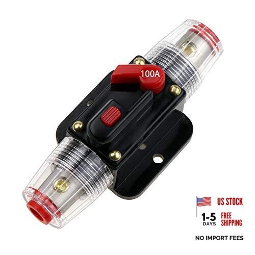 12V-24V DC Fuse Holder Fuse Inverter Circuit Breaker Fuse Manual Reset for 100A