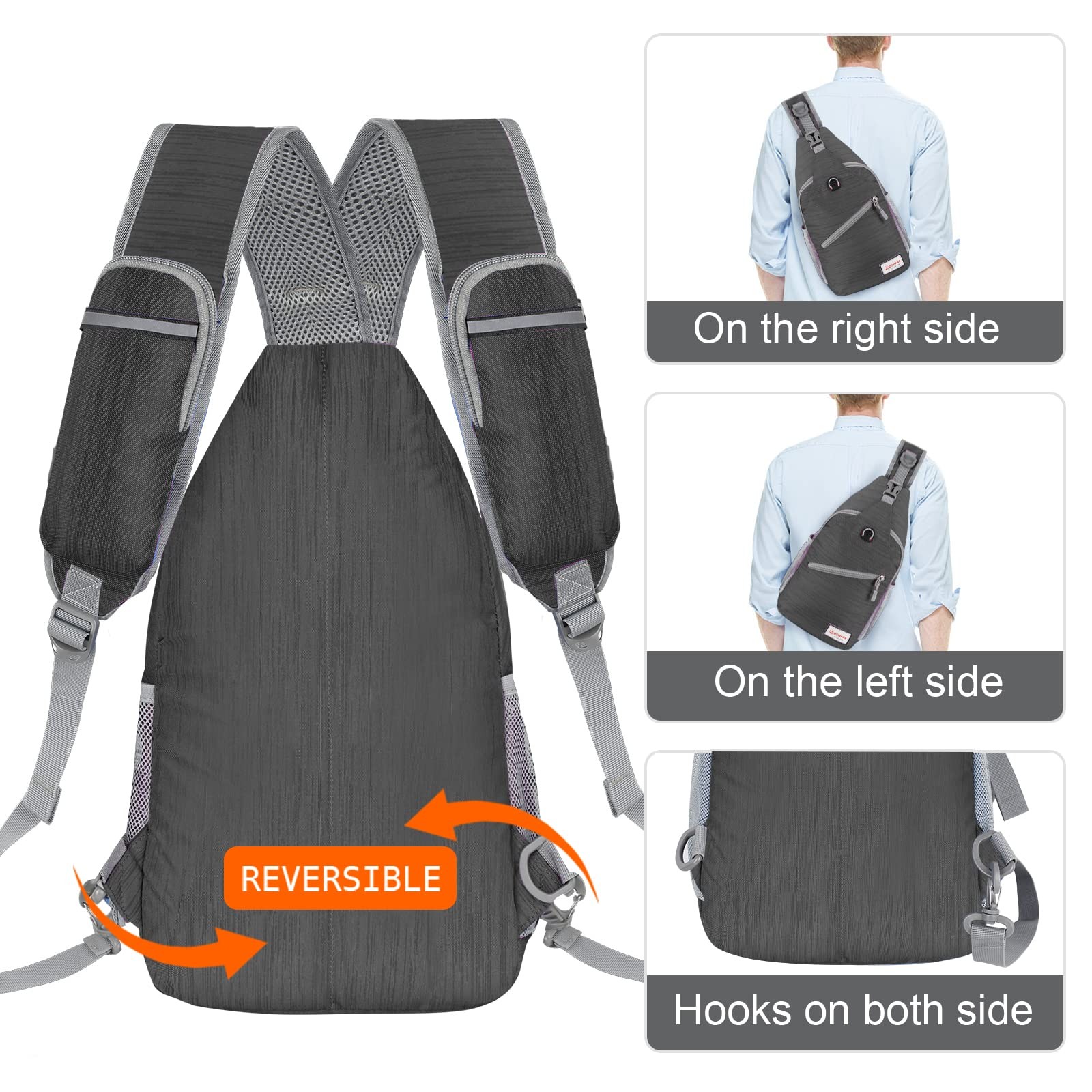 Sling Bag,Small Crossbody Sling Backpack,Water Resistant Shoulder Daypack for...