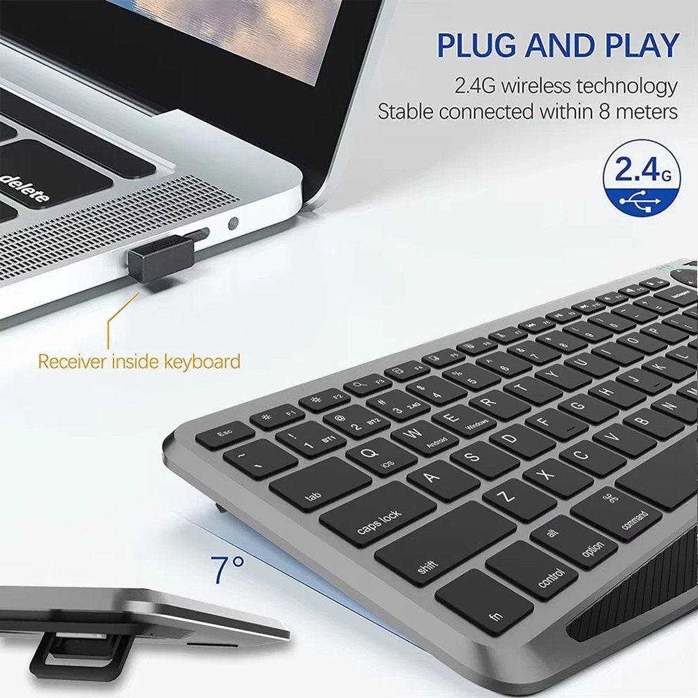 Bluetooth Keyboard with Touchpad 7-Colors Backlit 2.4G Rechargeable8483