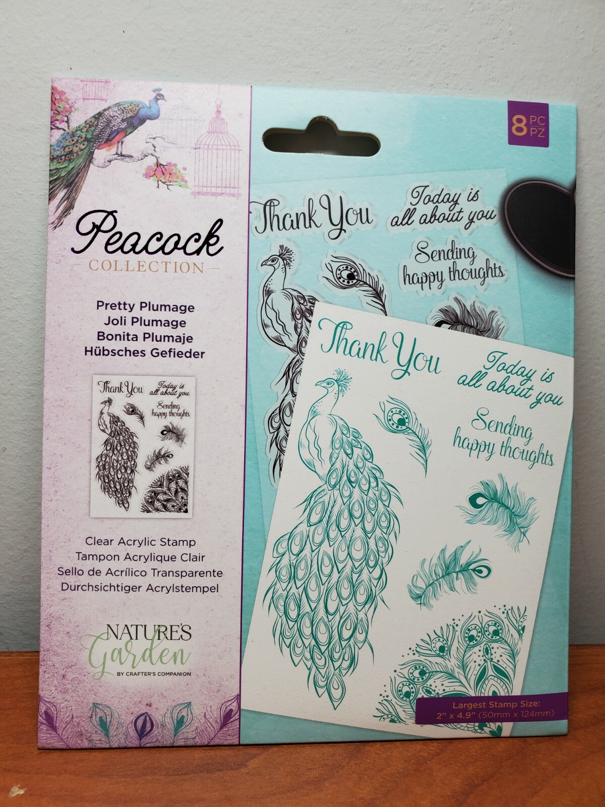 CS1 Crafters Companion Nature's Garden Peacock Pretty Plumage 8pc stamp set New
