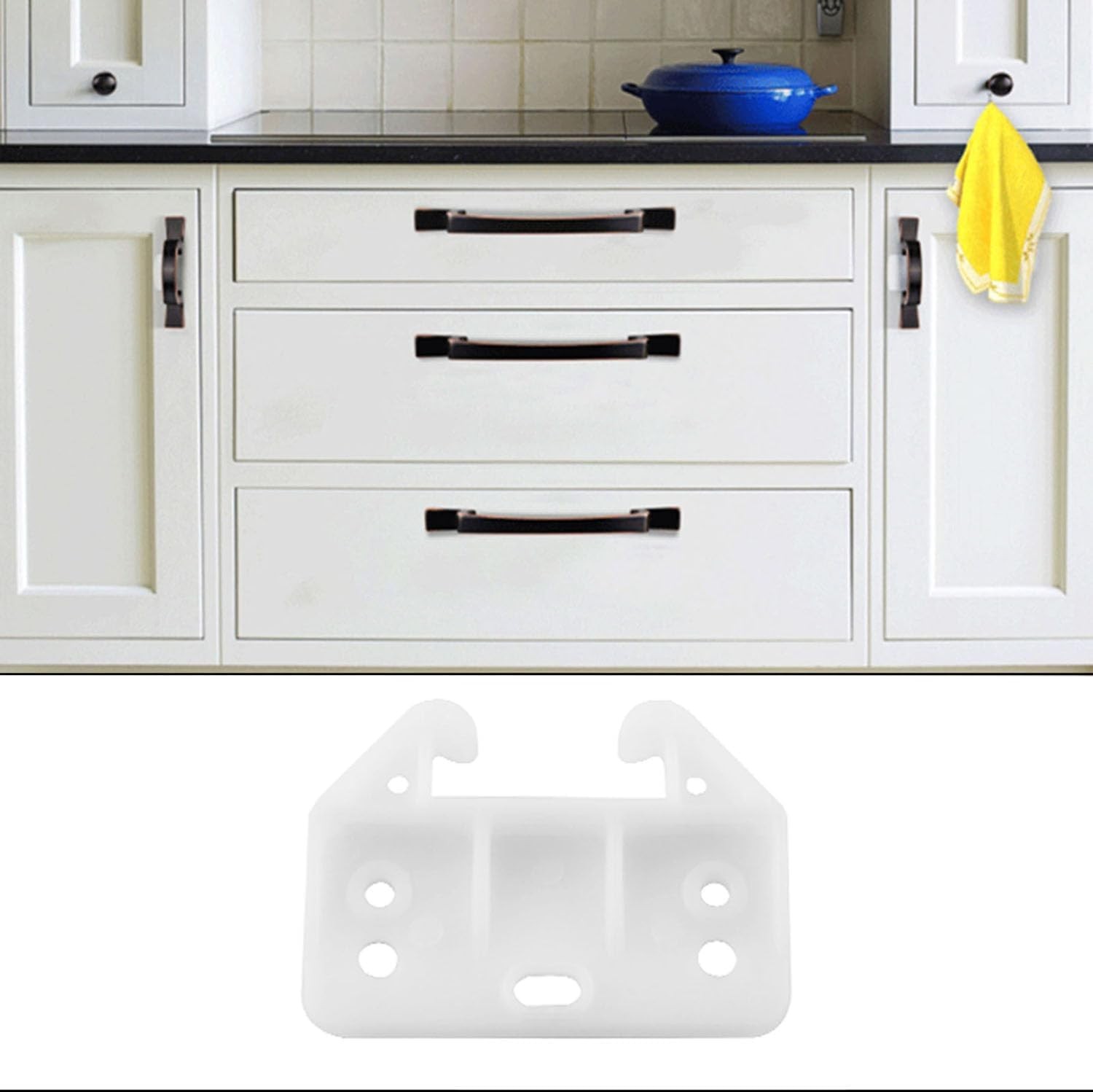 6PCS Plastic Drawer Guides, Drawer Rail, Center Mount Dresser Drawer Guide Brack