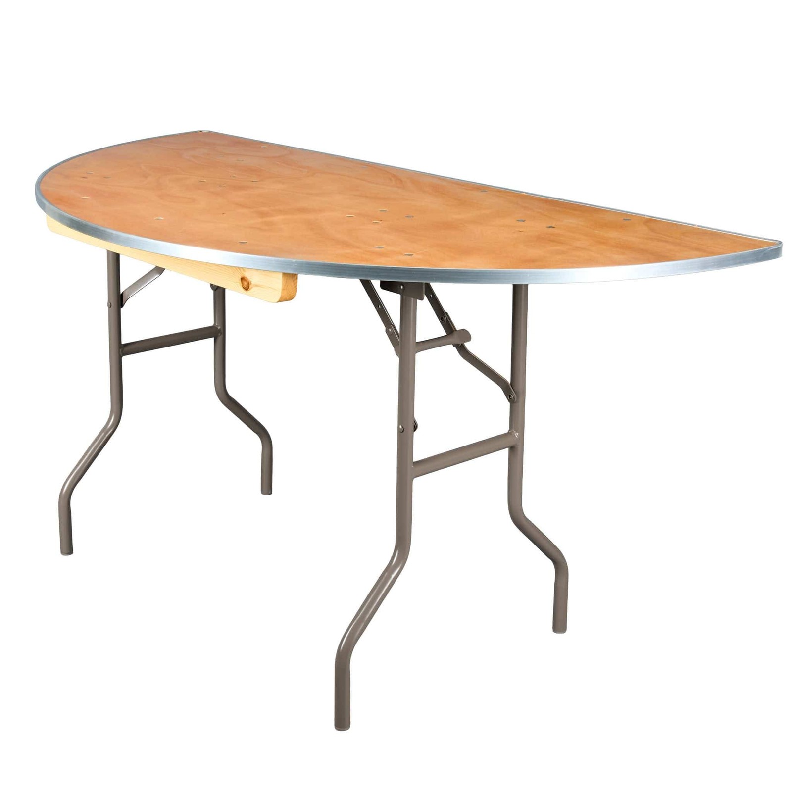 60" (5 Foot) Half Round Heavy Duty Gray Plywood Folding Banquet Table by Chivari