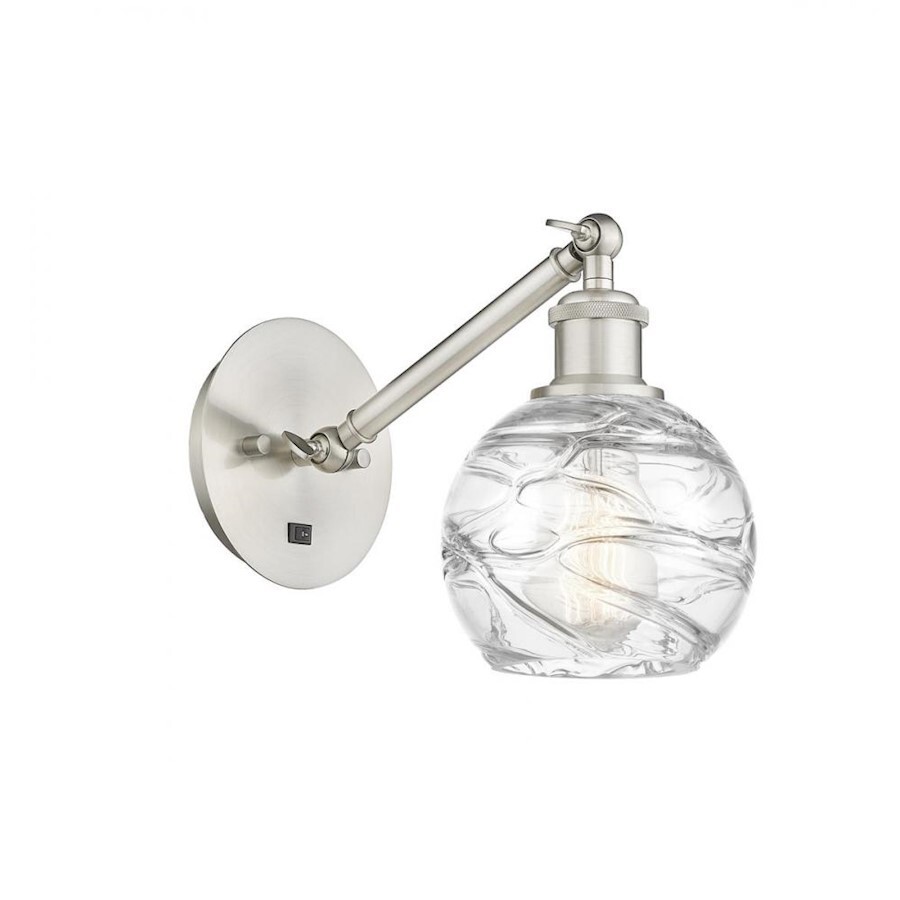 Innovations Ball Athens Deco Swirl 6" 1-Lt 318 Sconce, SN - 317-1W-SN-G1213-6