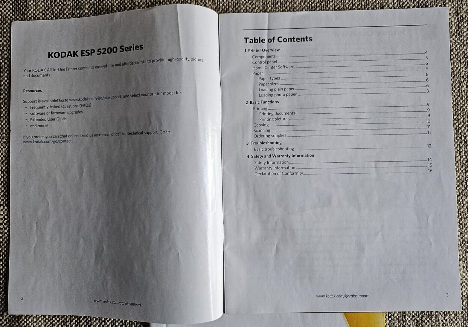Kodak Printer ESP 5200 Series User Guide Manual and Start Here Guide Booklet