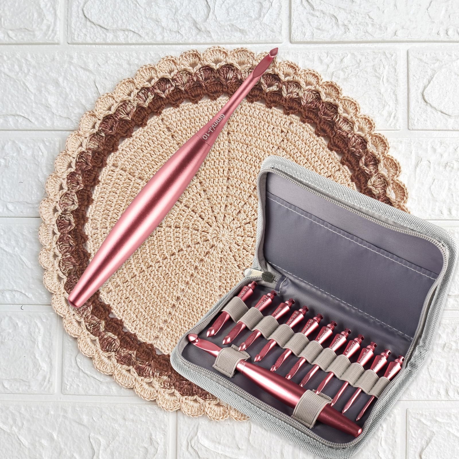 Interchangeable Crochet Hook Set with 12 Hooks – Ergonomic Crochet Hooks Larg...