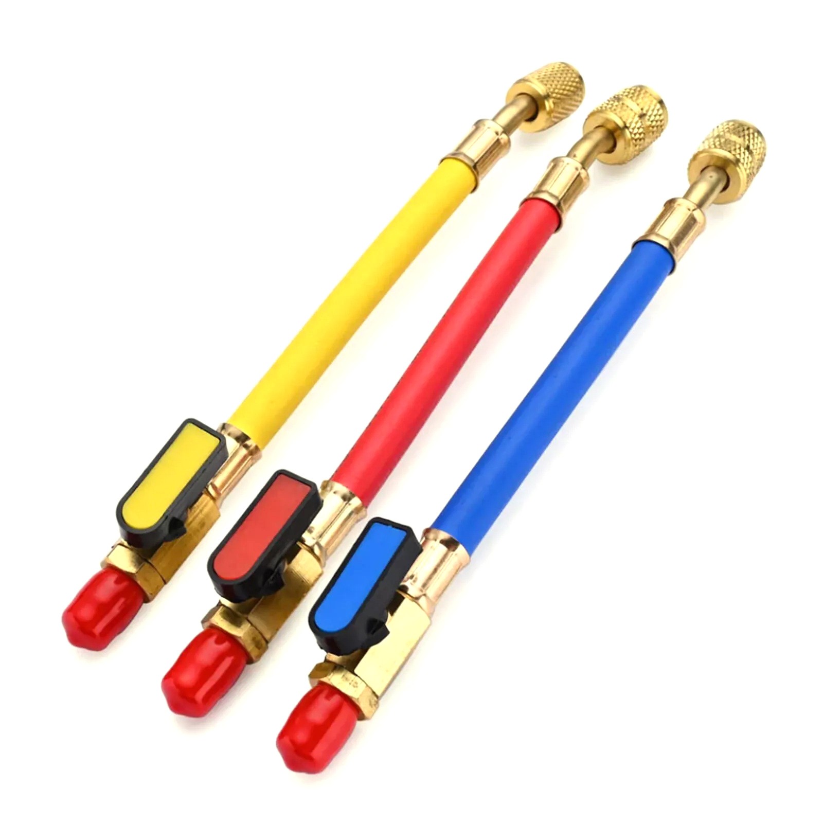 1/4" SAE Refrigeration Charging Hose W/Ball Valves 800PSI High Working Pressure