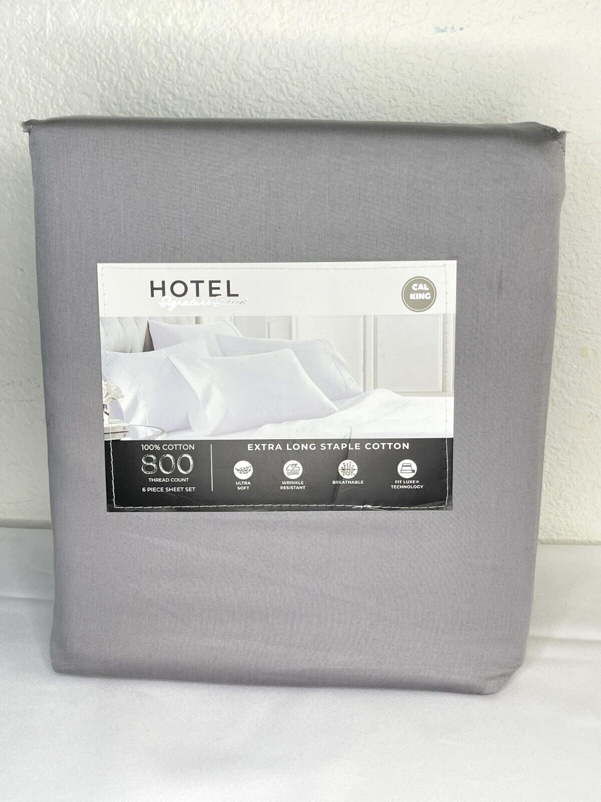Hotel Signature Sateen 800 TC EX Long Staple Cotton Cal King Sheet Set 6PC Gray
