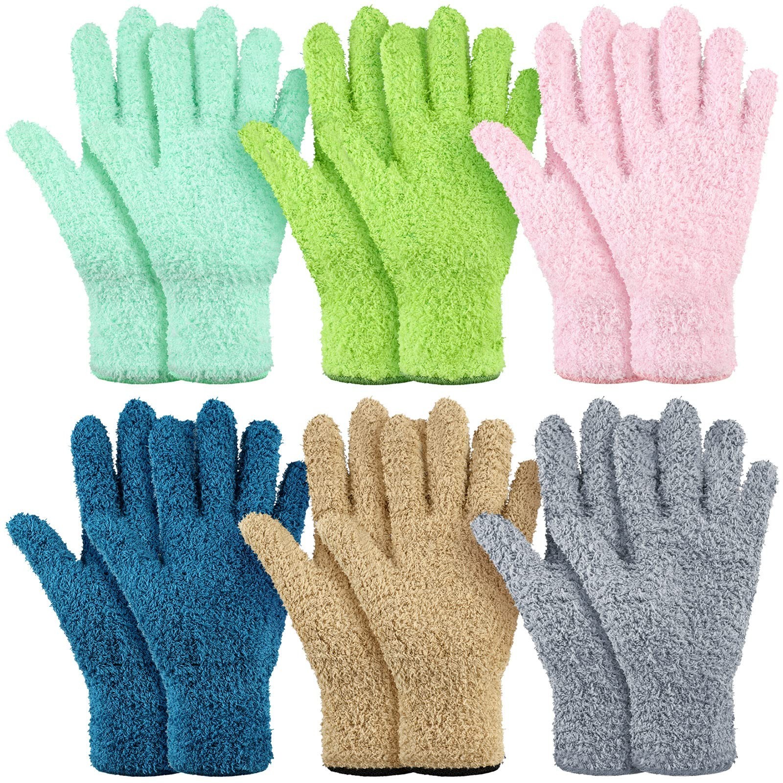 Bencailor 6 Pairs Microfiber Dusting Gloves, Dusting Cleaning Gloves Microfib...