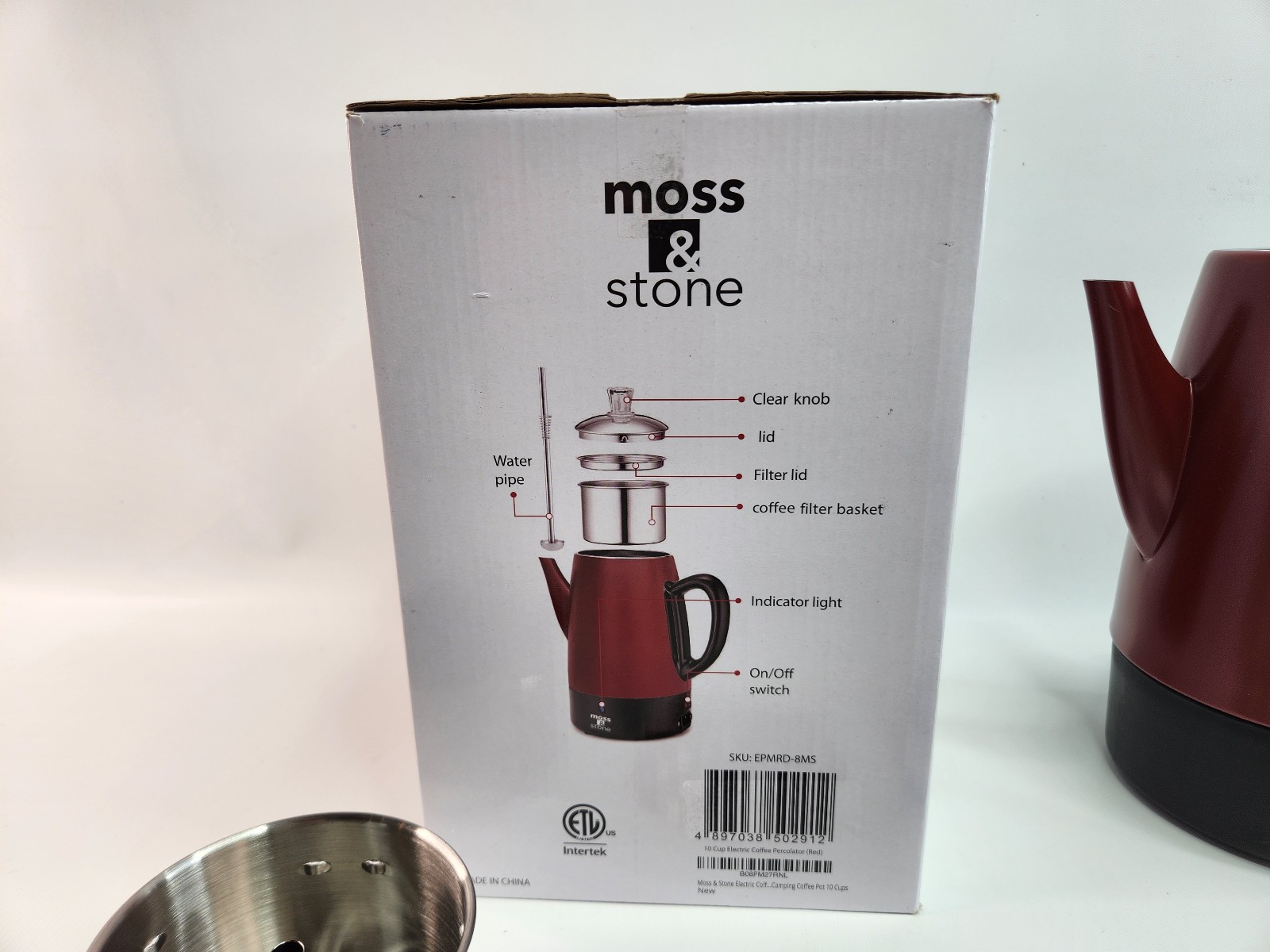 Moss & Stone Electric Coffee Percolator – Red Body Coffee Maker EPMRD-8MS