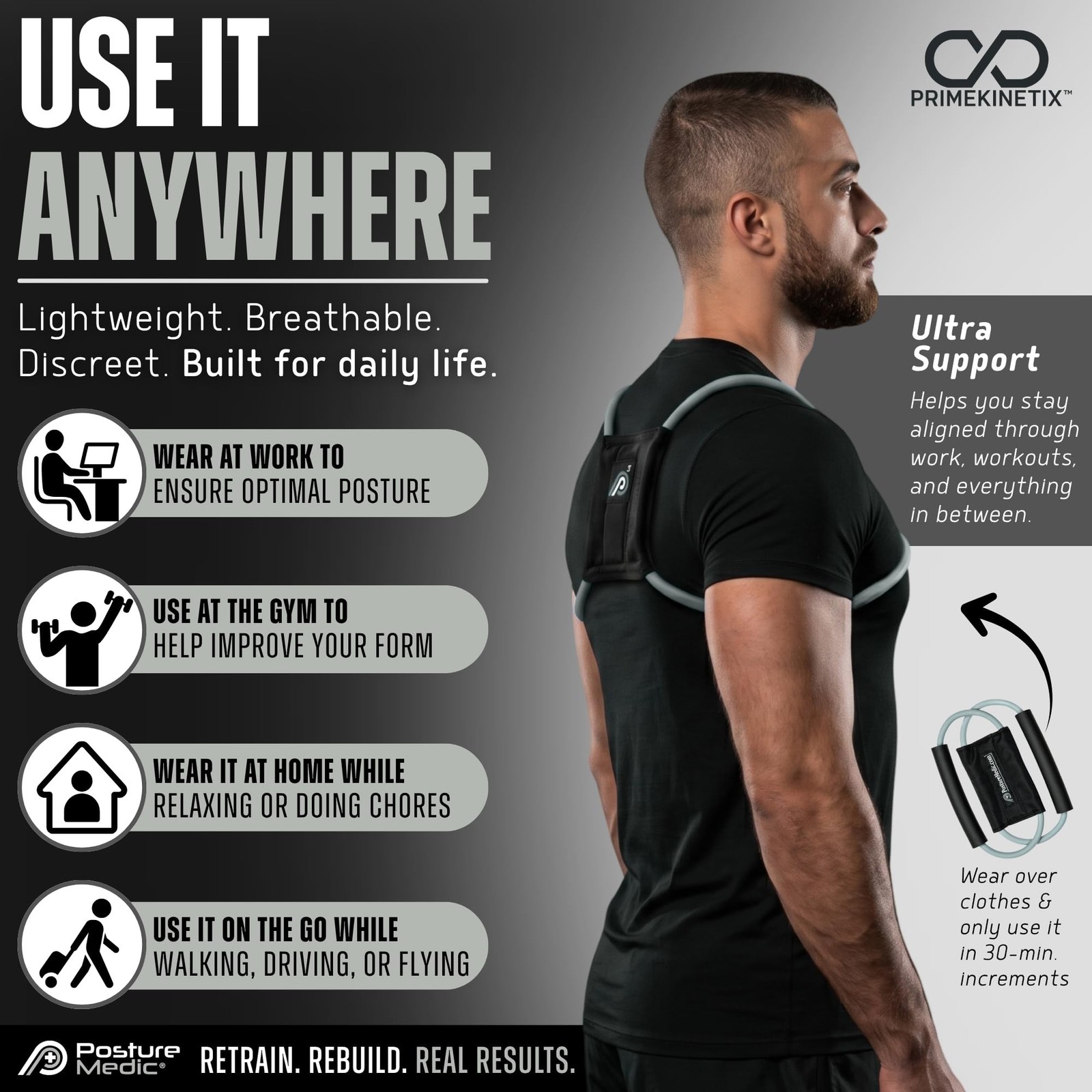 PostureMedic Plus Strength Dynamic Posture Corrector for Athletes – High R