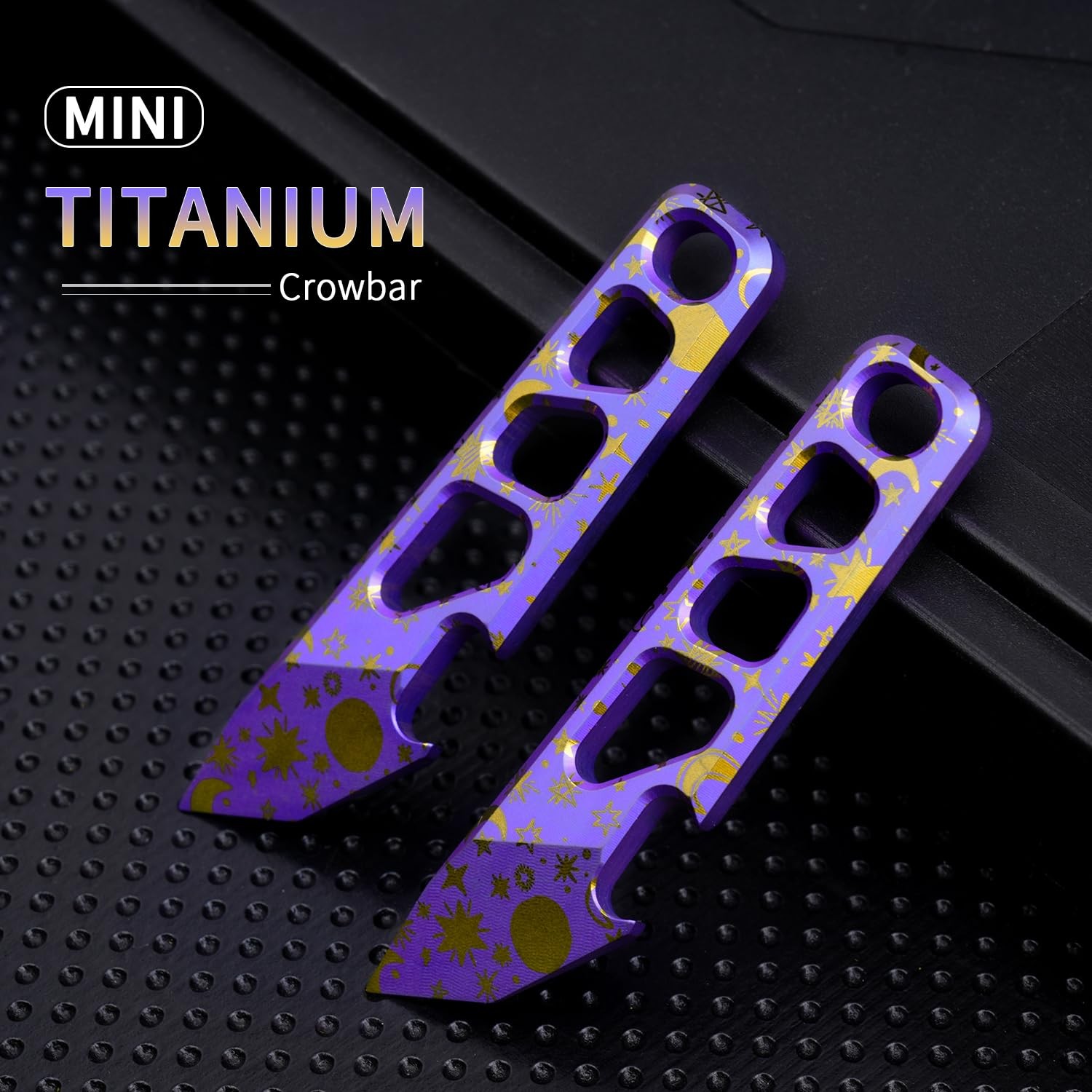 Titanium EDC Pry Bar Multitool, Mini Keychain Prybar Tool with Bottle & Opene...