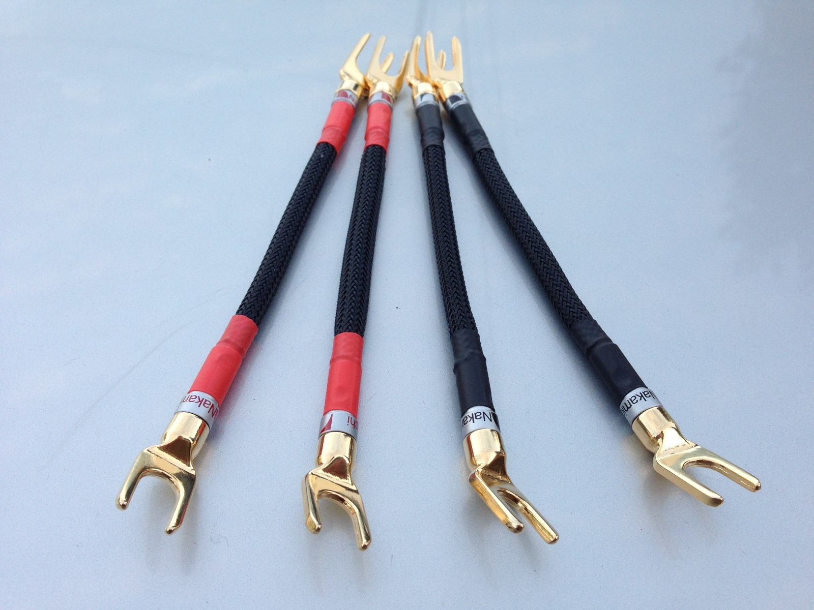 Set 4 Mogami Audiophile Spade/Spade Speaker Jumper Bridge Wires Cables Bi-Wire