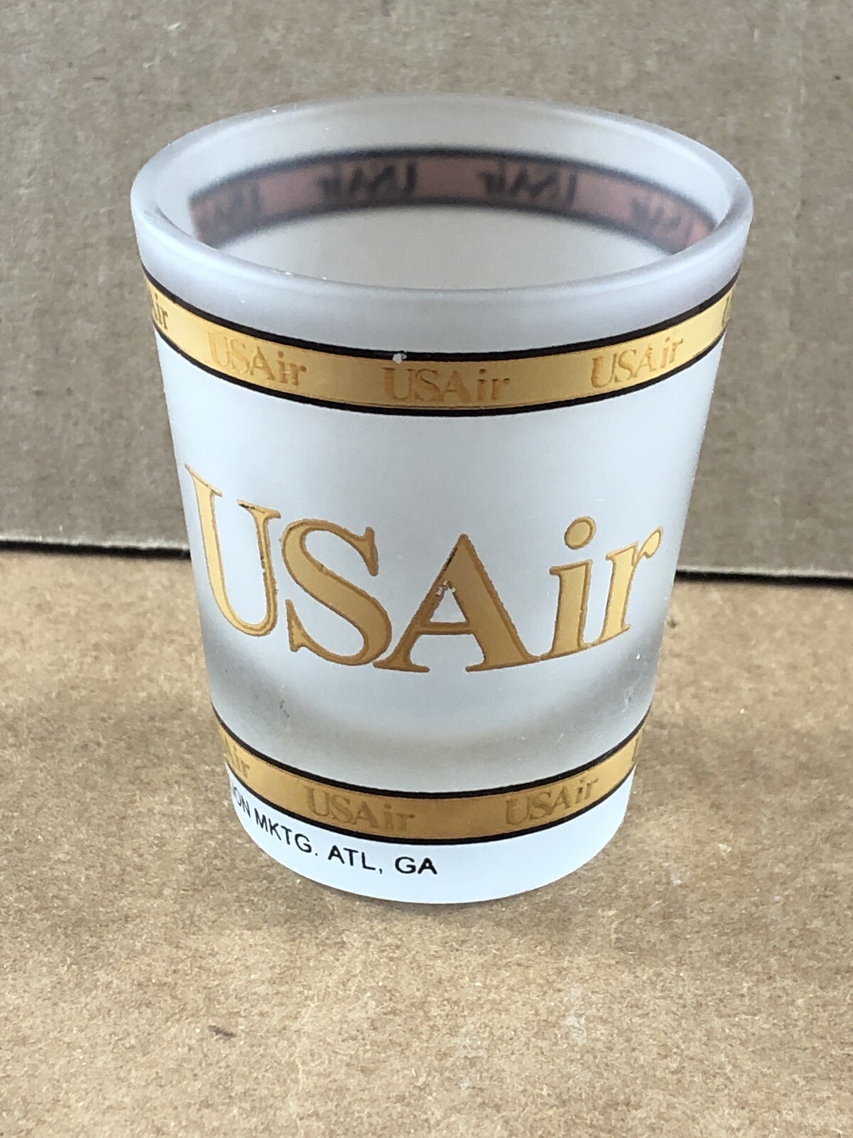 U.S. Air Atlanta Georgia Frosted shot glass, COMBINED SHIP $1 PER MULTIPLE