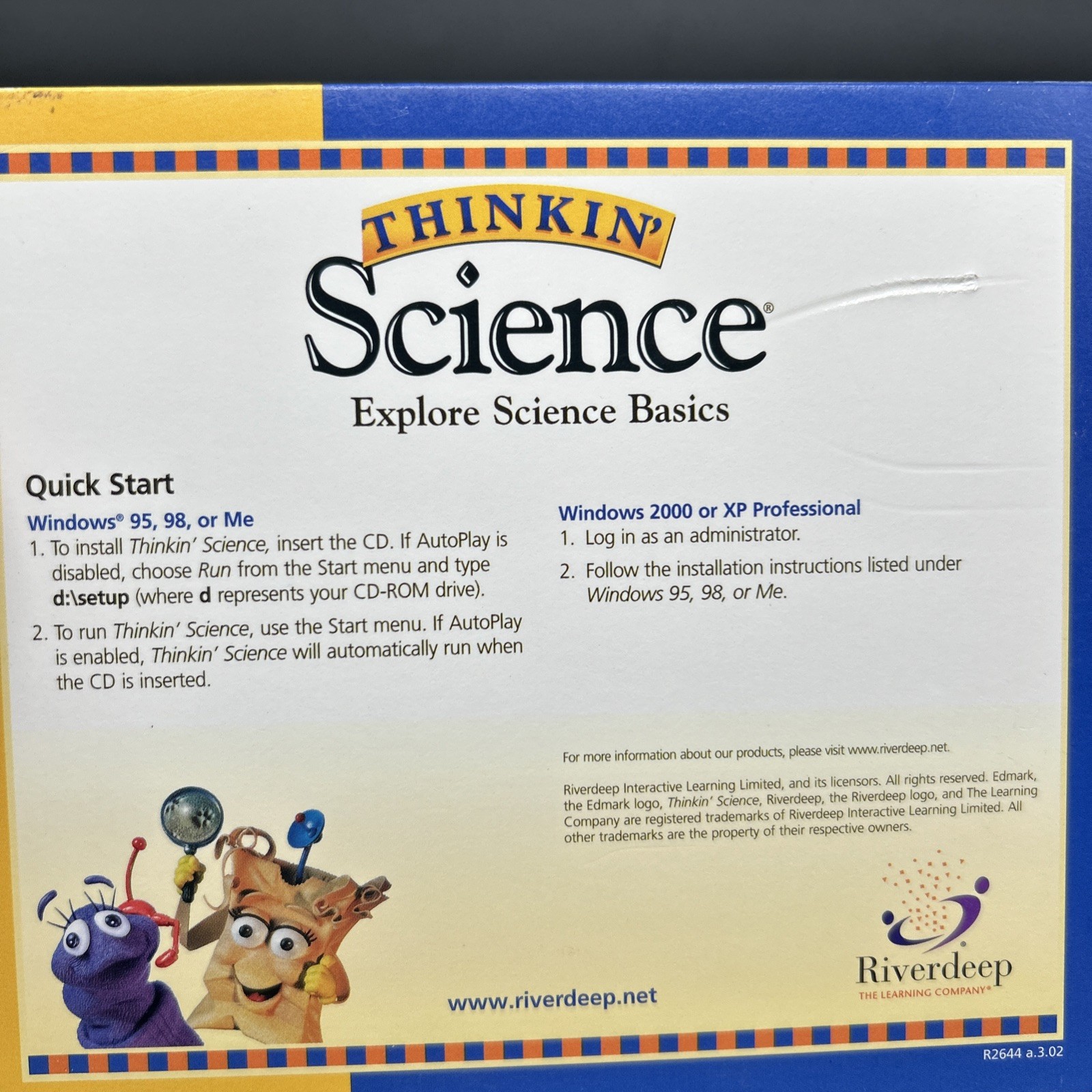 Edmark Thinkin' Science Pc XP Motion Gravity Animal Tracking Physics Light