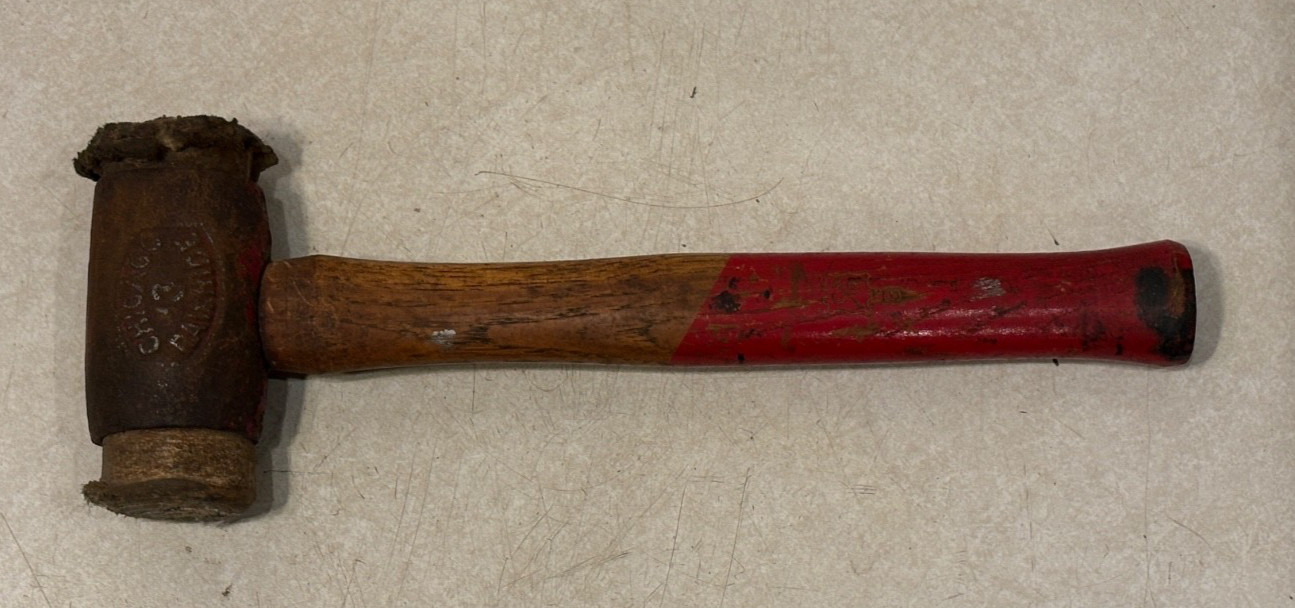 Vintage Chicago Rawhide Split Head Hammer Mallet   No. 3 USA