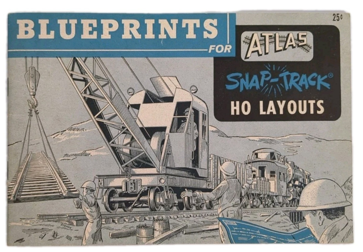 Vtg Blueprint Atlas Snap Track HO Model Train Layout 8x5 Railroad Booklet 1960