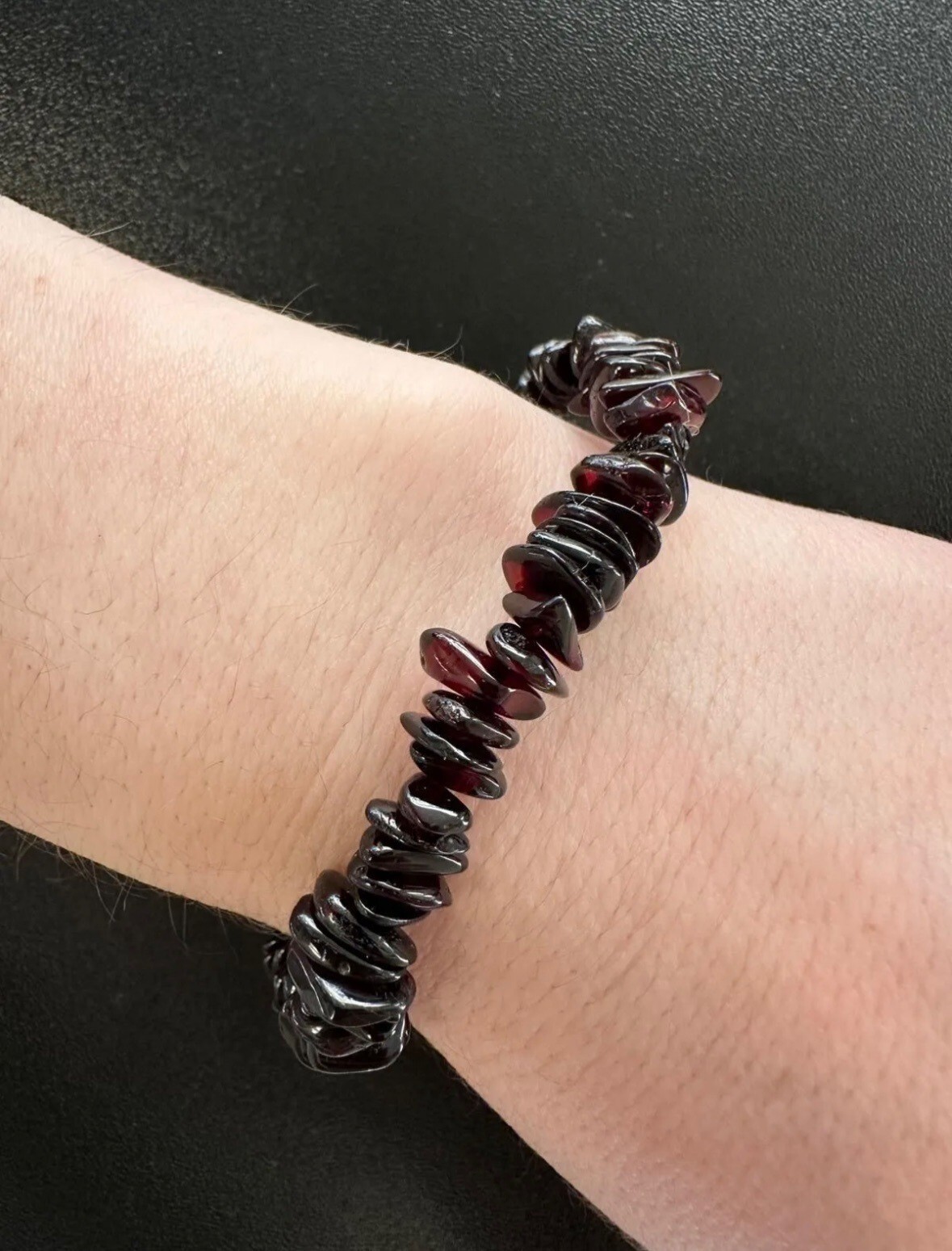 Womens Natural Cherry Amber Chip Bracelet Stretchy Boho Contemporary NWOT