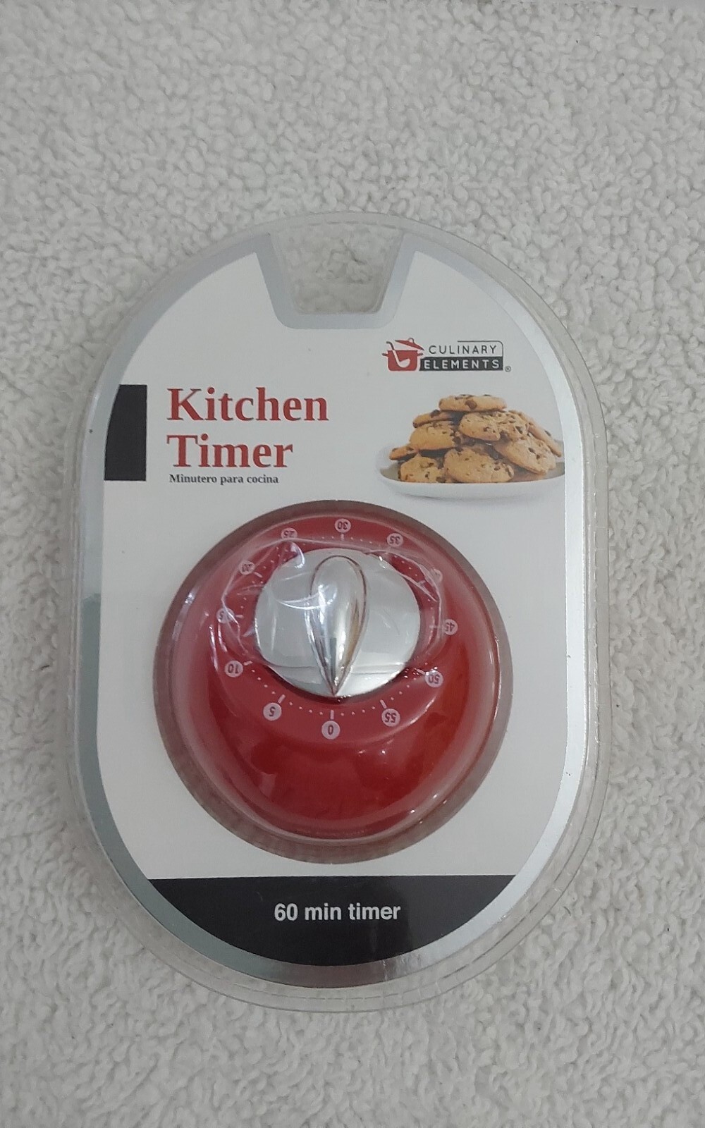 Culinary Elements Kitchen Timer Red 60 Minute Bell Ring Kitchen Accesories