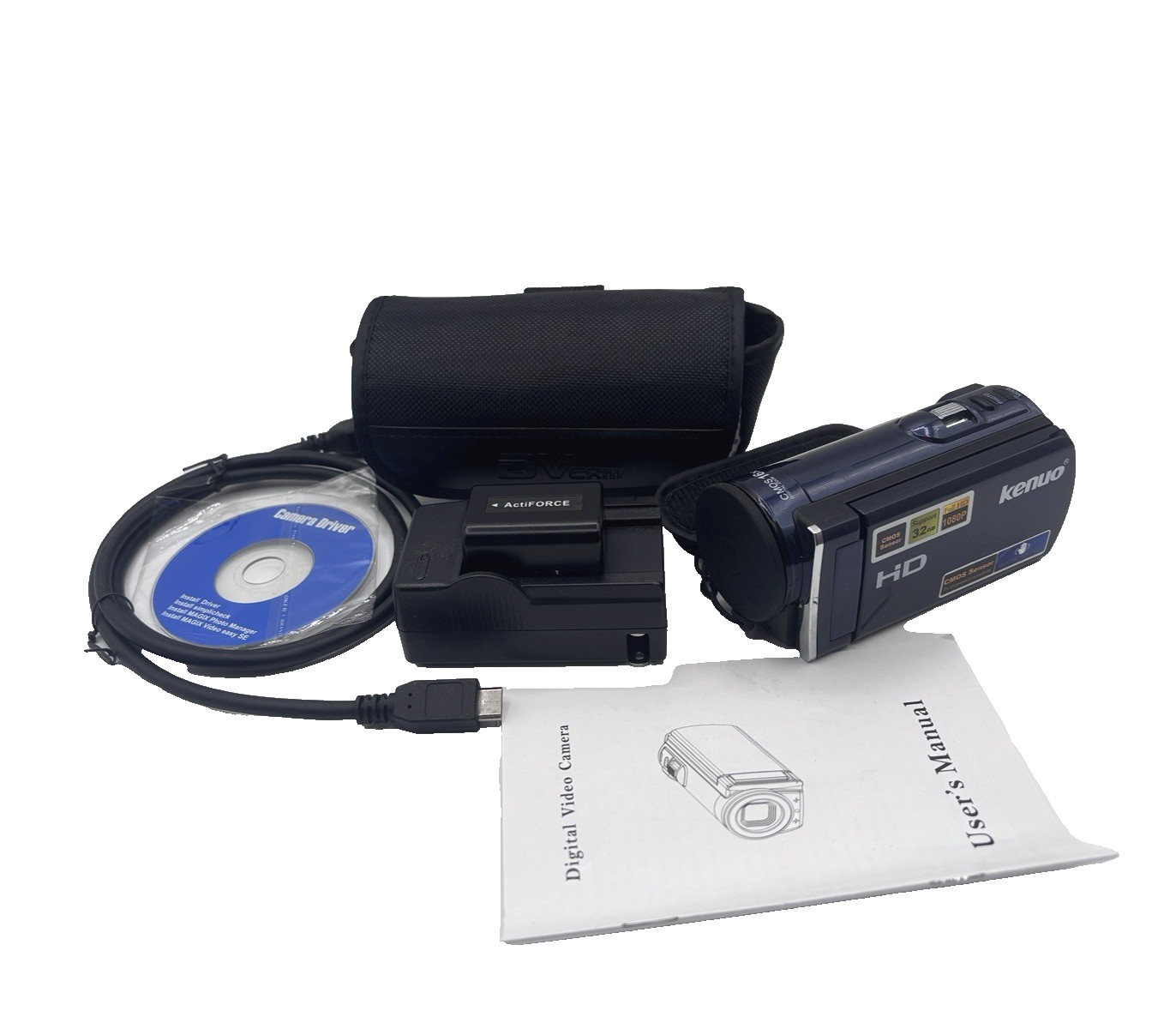 Kenuo HD Digital Video Camera 16X Zoom Model HDV-601S w/ Case and Box