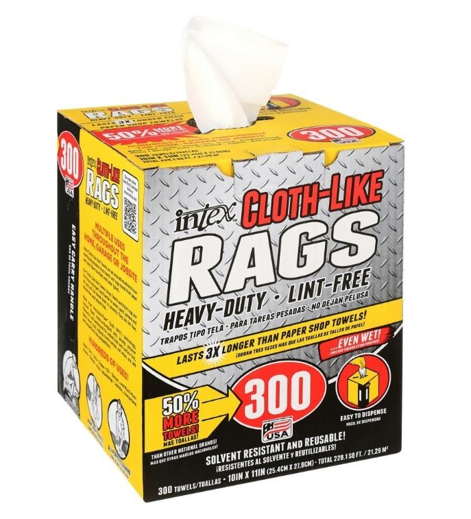 Cloth-Like Rags in a Box 300 Towels, 10"x11" Heavy-Duty Trapos Tipo Tela