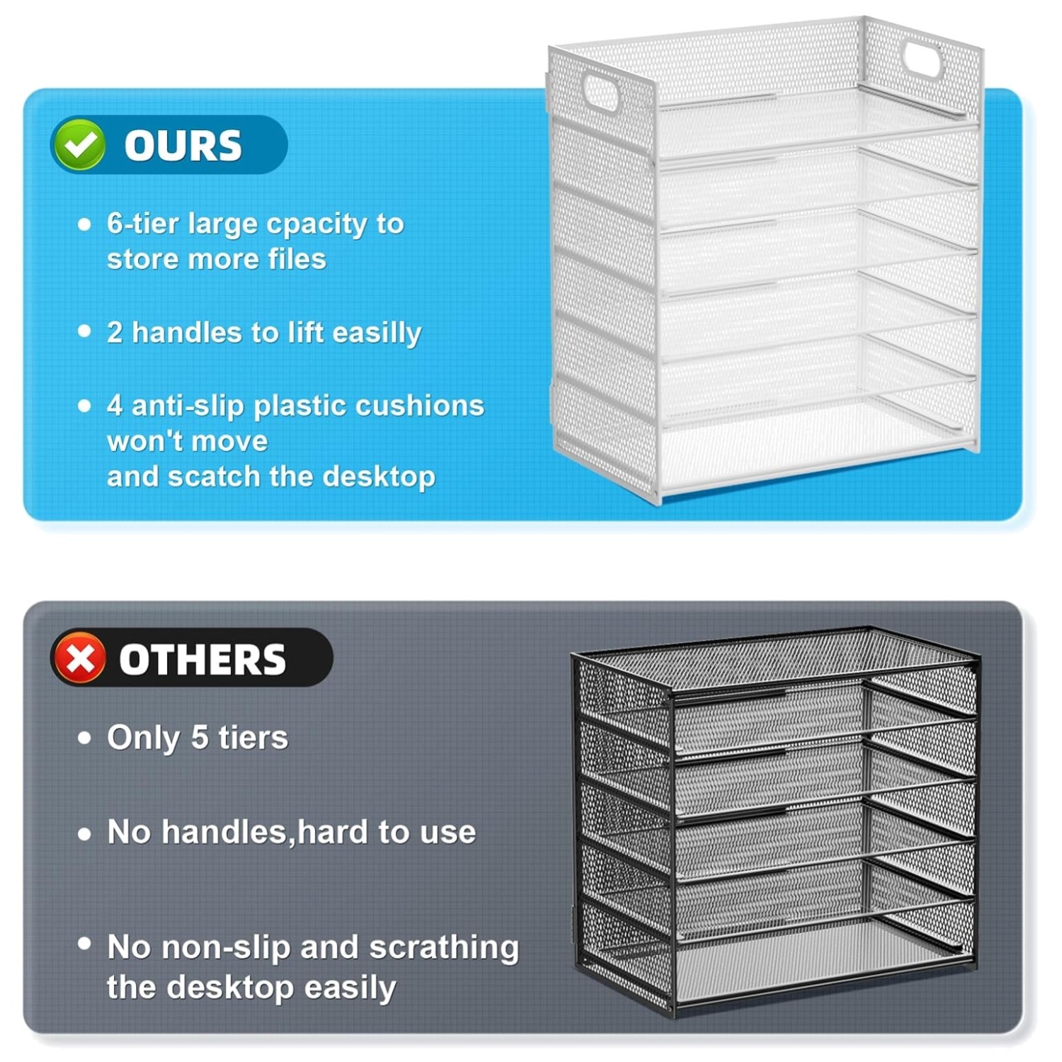 6 Tier Mesh File Tray for Office, School