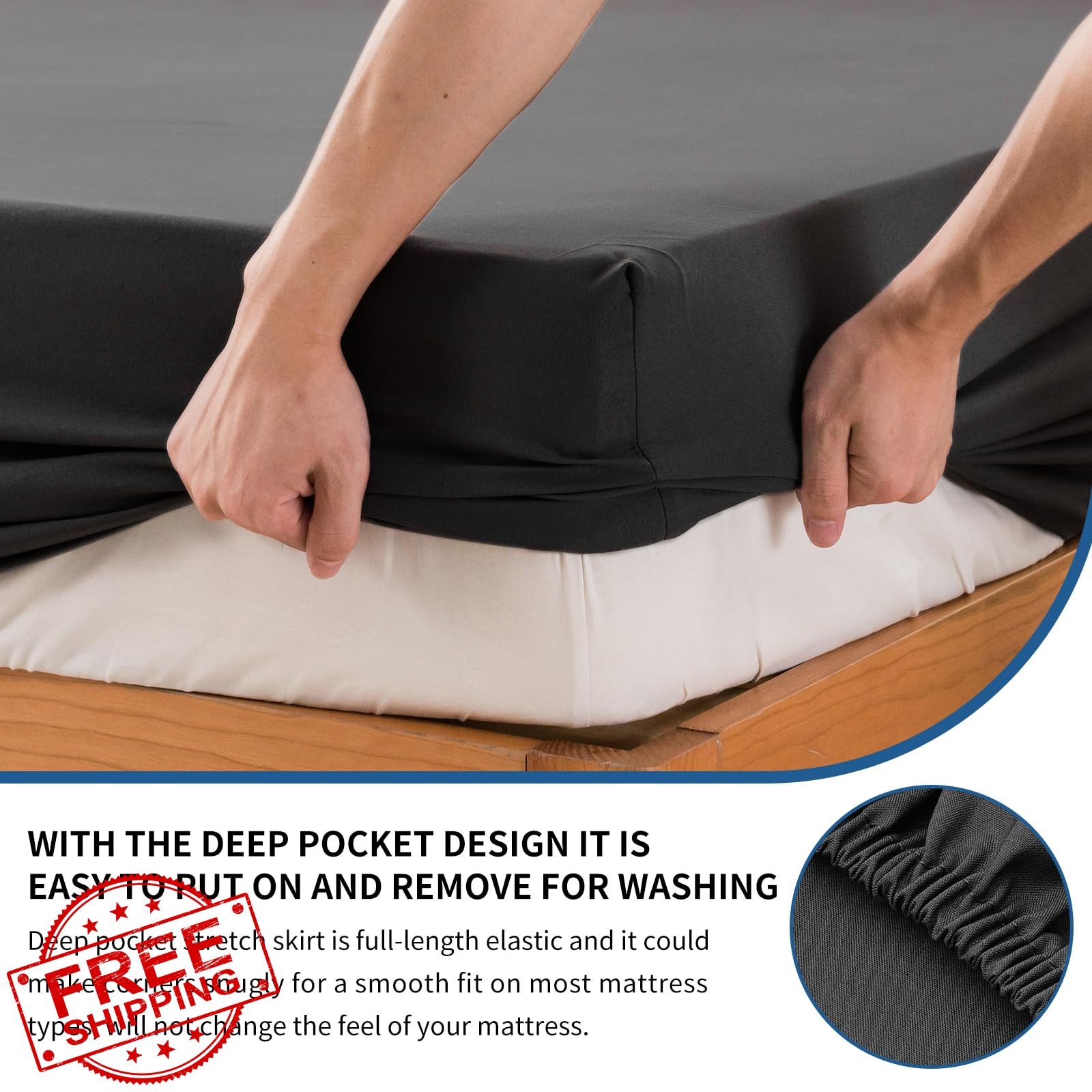 Ranunculus Full Black 2-Pack Fitted Sheet