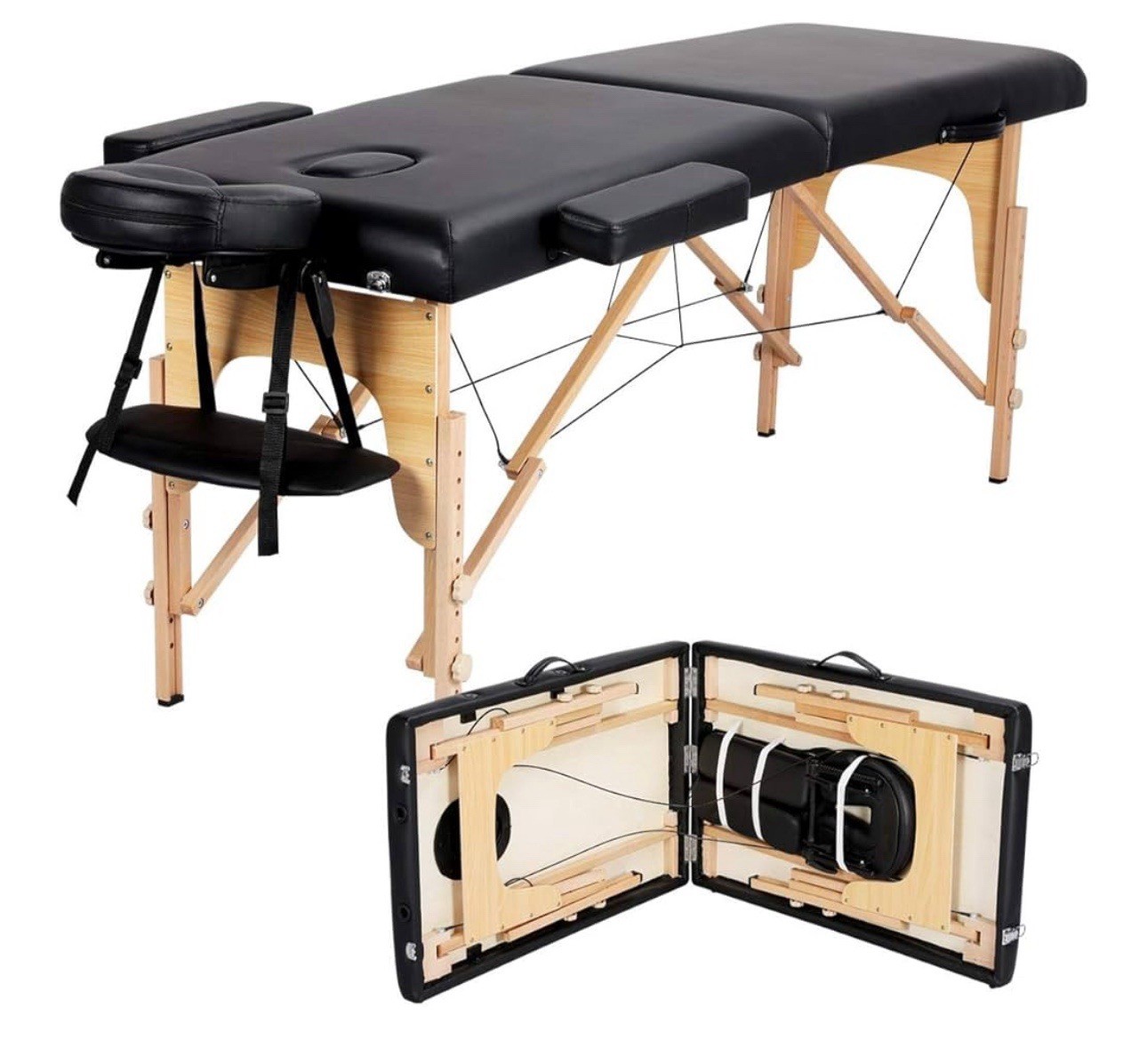 Portable Massage Table Height Adjustable Salon Spa Bed Lashing Table 3 Folding