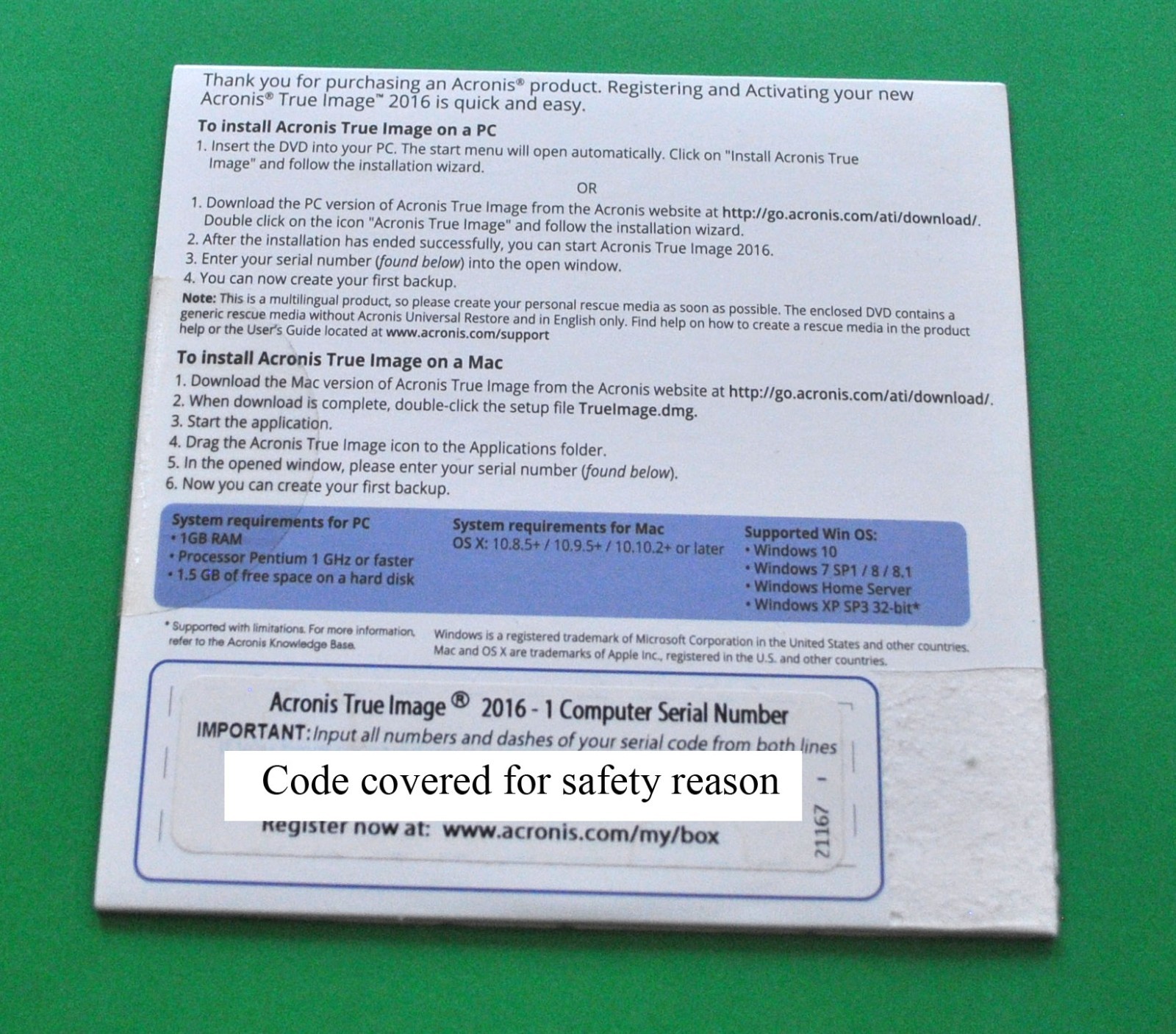PHYSICAL VERSION | Acronis True Image 2016 | Physical CD & Key | NEW & SEALED