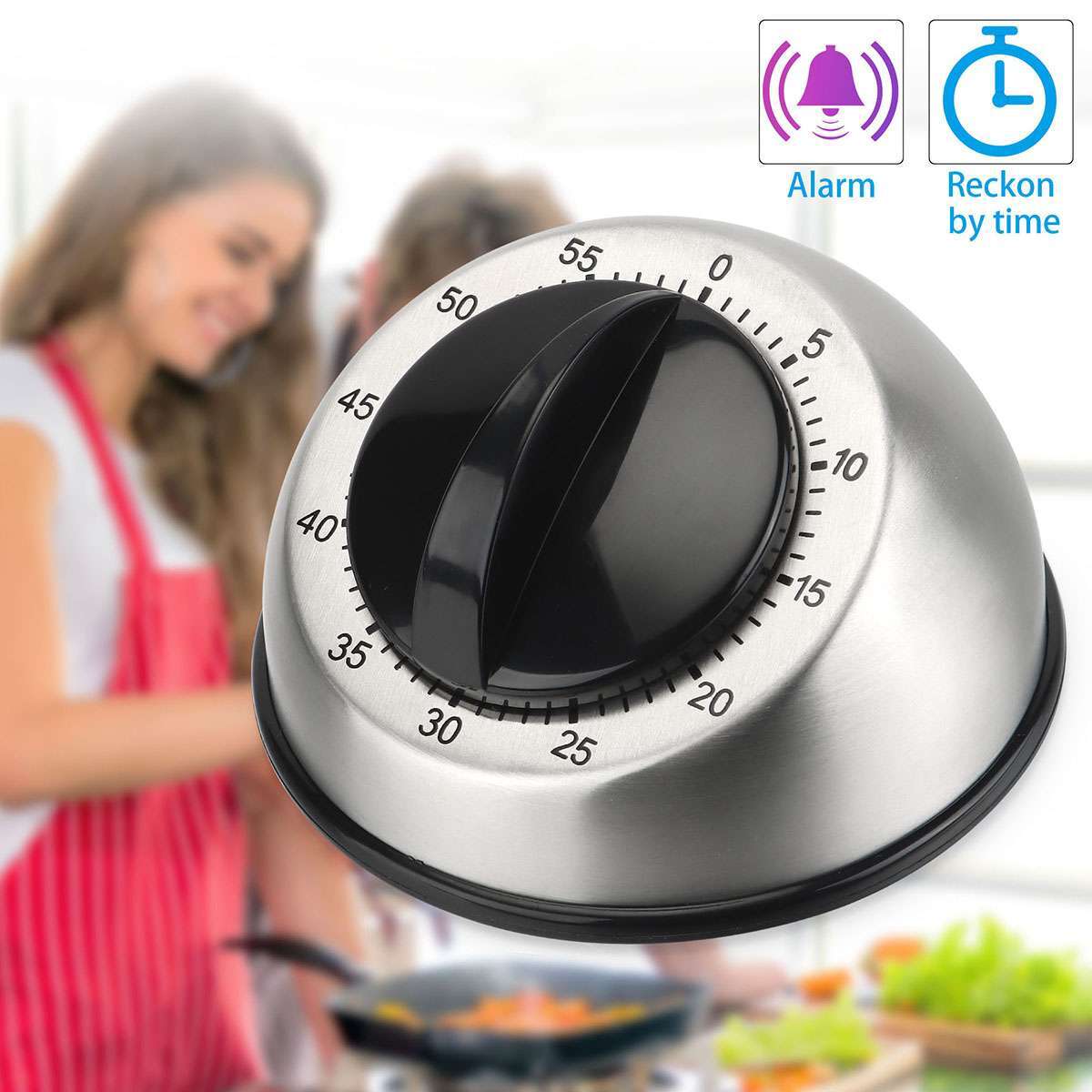 Mechanical Long Ring Bell Alarm Loud 60-Minute Kitchen Cooking Wind Up Timer US