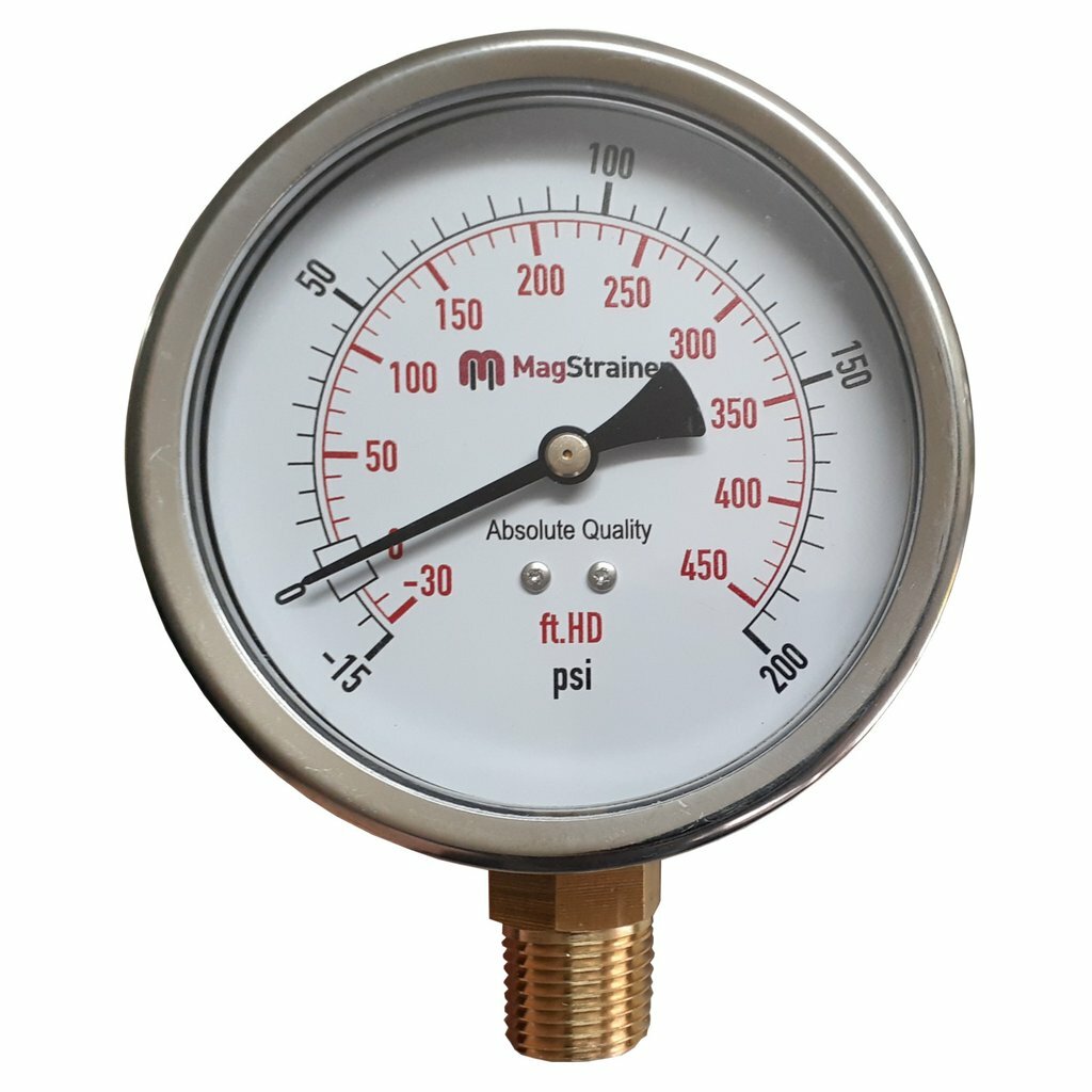 PRM 4" Compound Gauge -15 to 200 psi, -30 to 450 ft.HD, 304 Stainless Steel Body