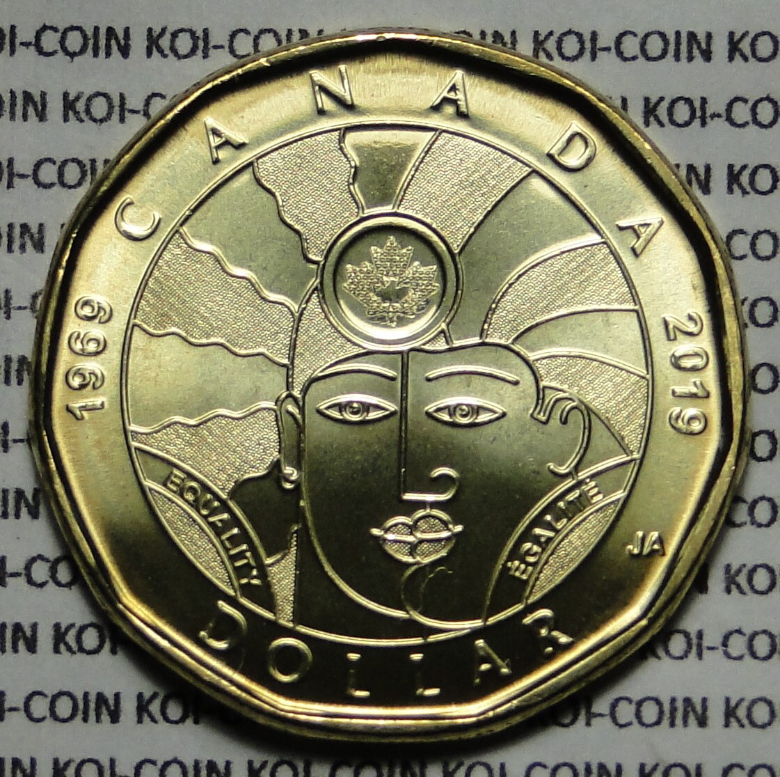 Brillant Uncirculated BU UNC Canada 1969-2019 equality pride dollar Joe Average