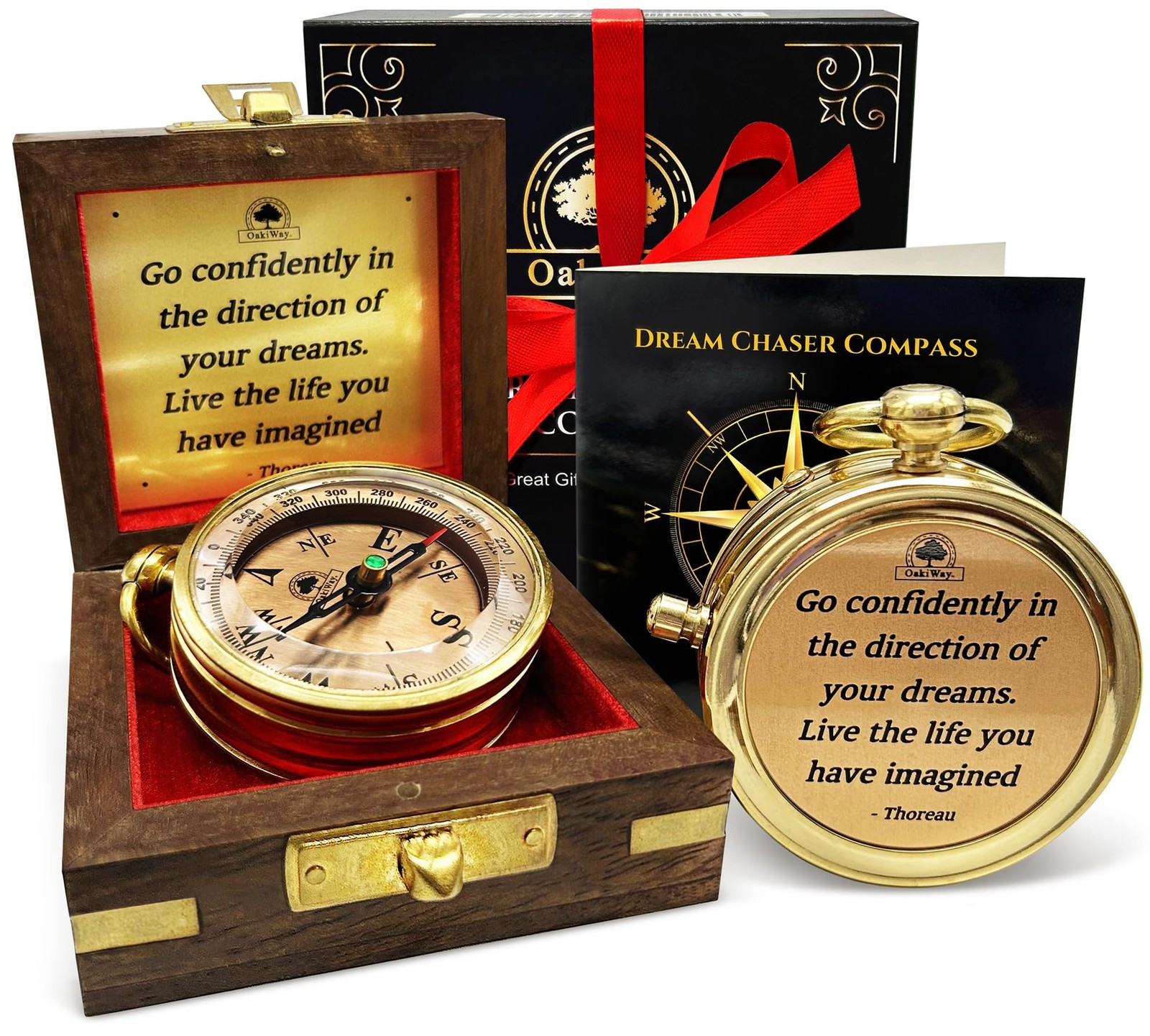 The Dream Chaser Compass in Wooden Box - 2025 Graduation Gifts for Him College