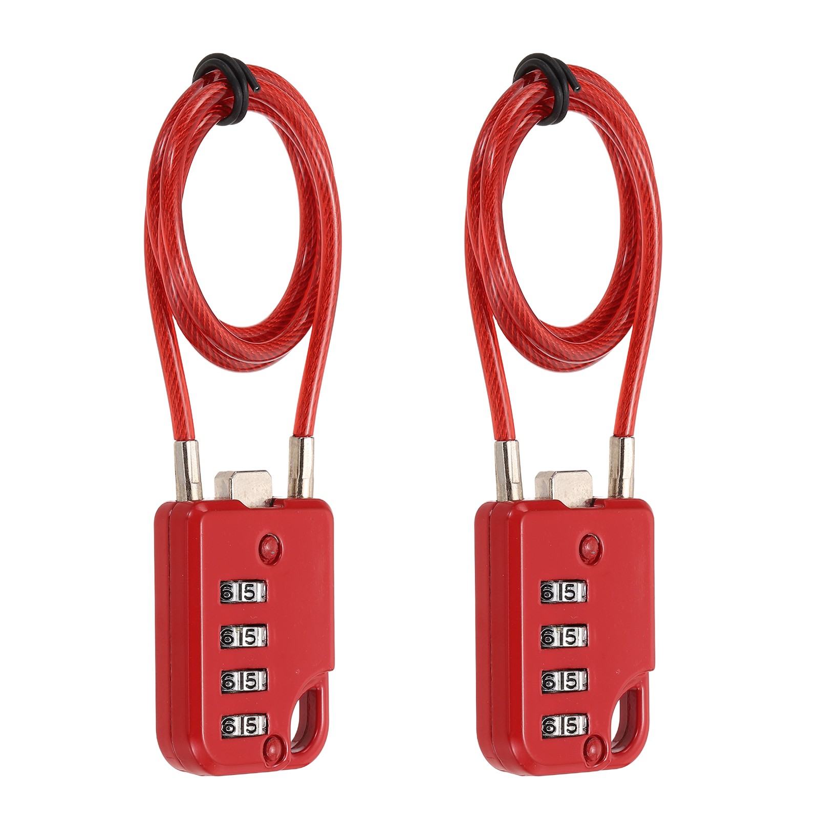 2-Pack Combination Padlock, 4 Digit 20 in Cable Luggage Lock [Red]