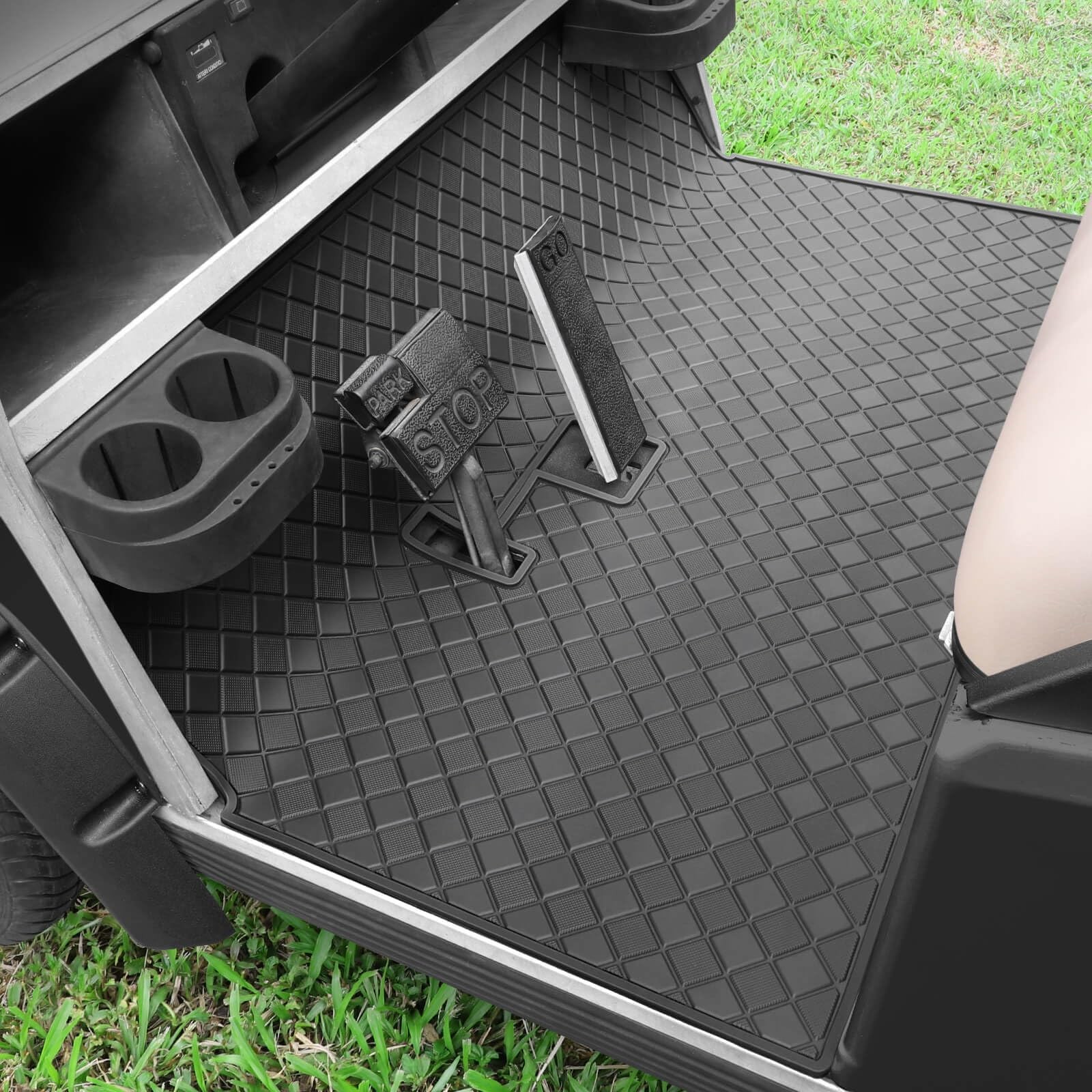 Cartalia Golf Cart Floor Liner Mat 8mm Thick Rubber Full Coverage, Black Trim