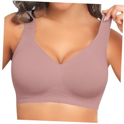 Womens Seamless Wireless Supportive Bra Push Up Comfort Soft No 4X-Large Mauve