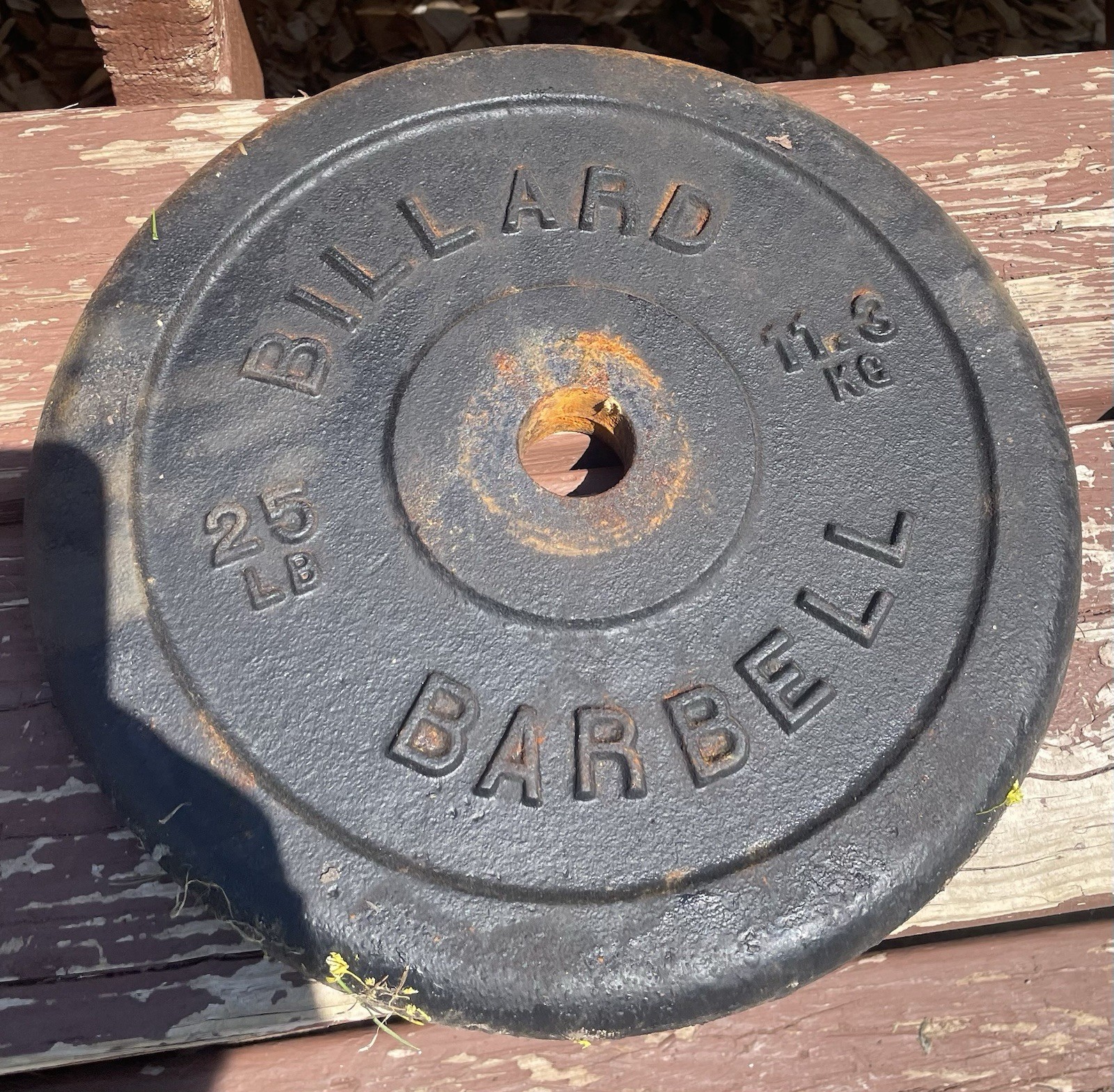 2 Vintage Billard Barbell 25 lb Standard Cast Iron Weight Plates Pair